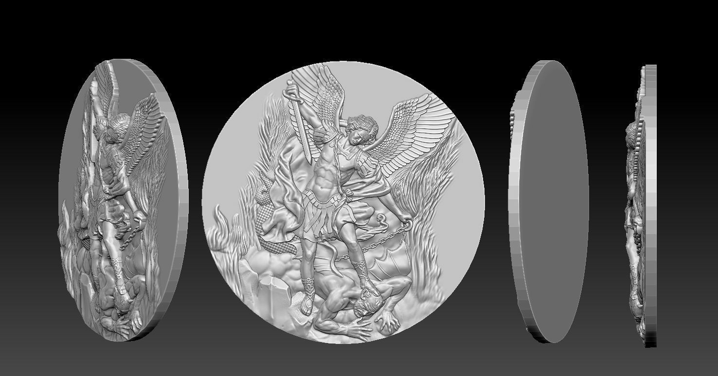 Archangel Michael Patron Saint Pendant 3D print model_3