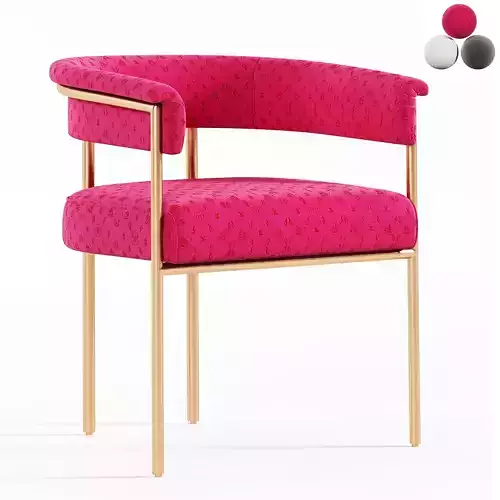 Dining Chair Monogram - Fuchsia Monogram Velvet