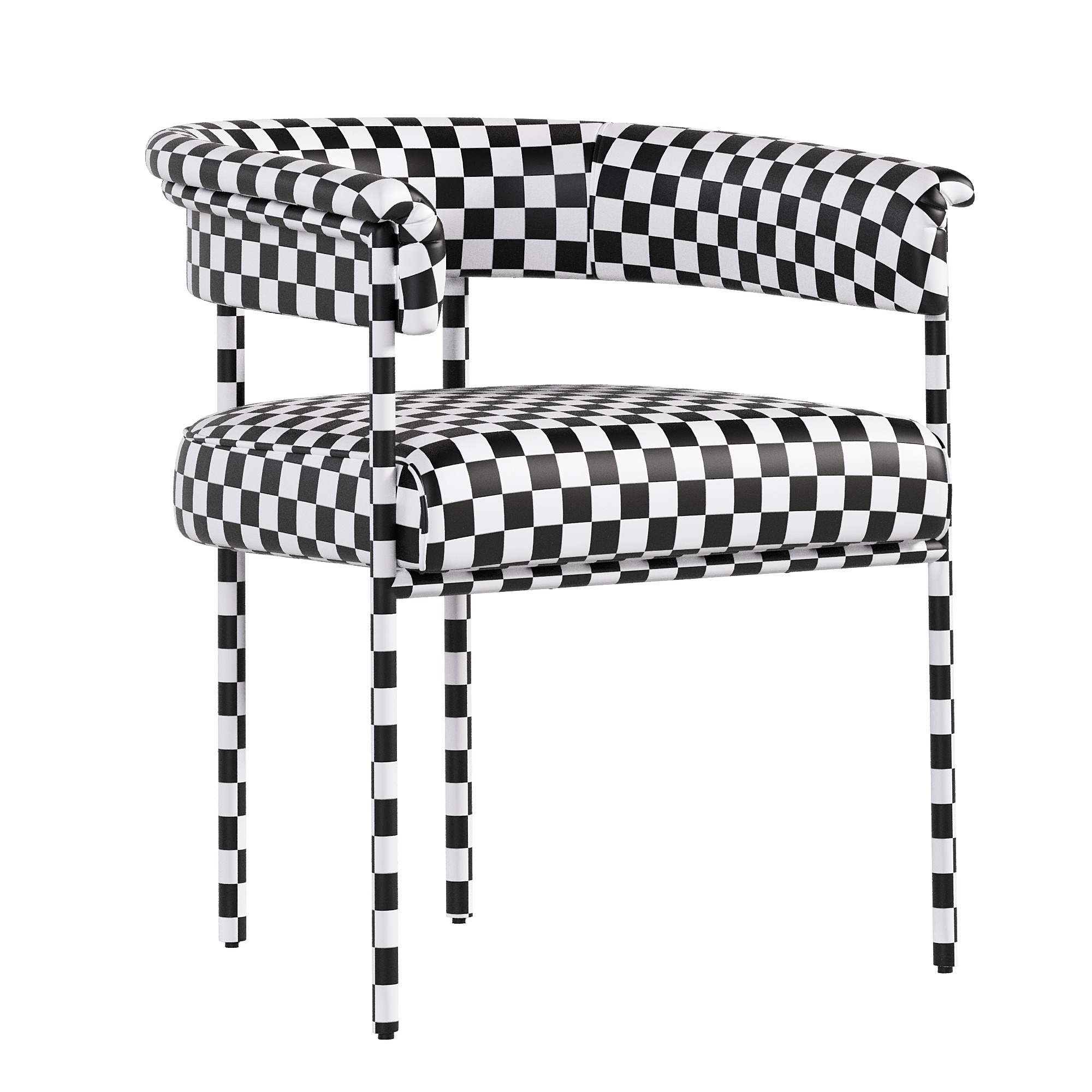 Dining Chair Monogram - Fuchsia Monogram Velvet Low-poly 3D model_6