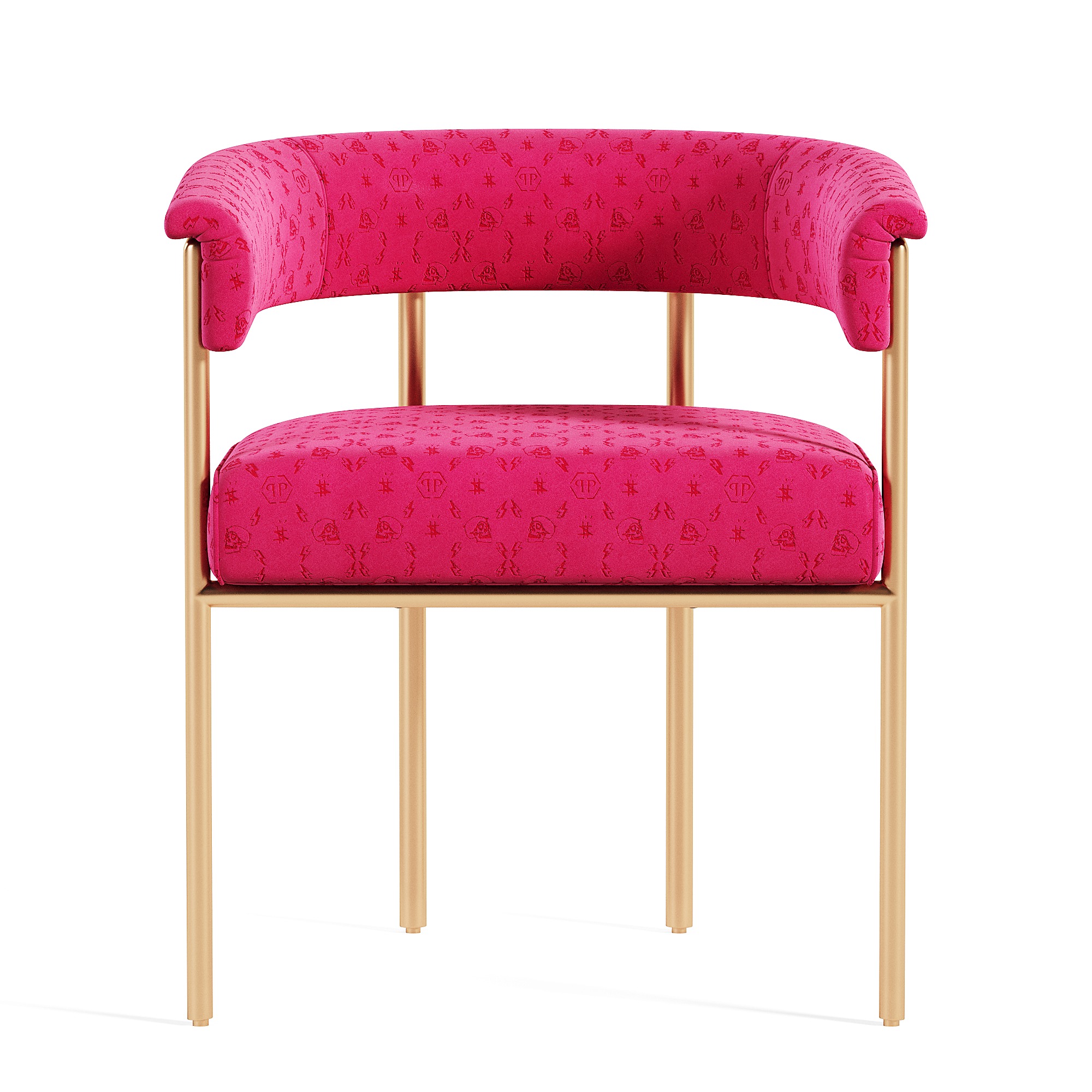 Dining Chair Monogram - Fuchsia Monogram Velvet Low-poly 3D model_4