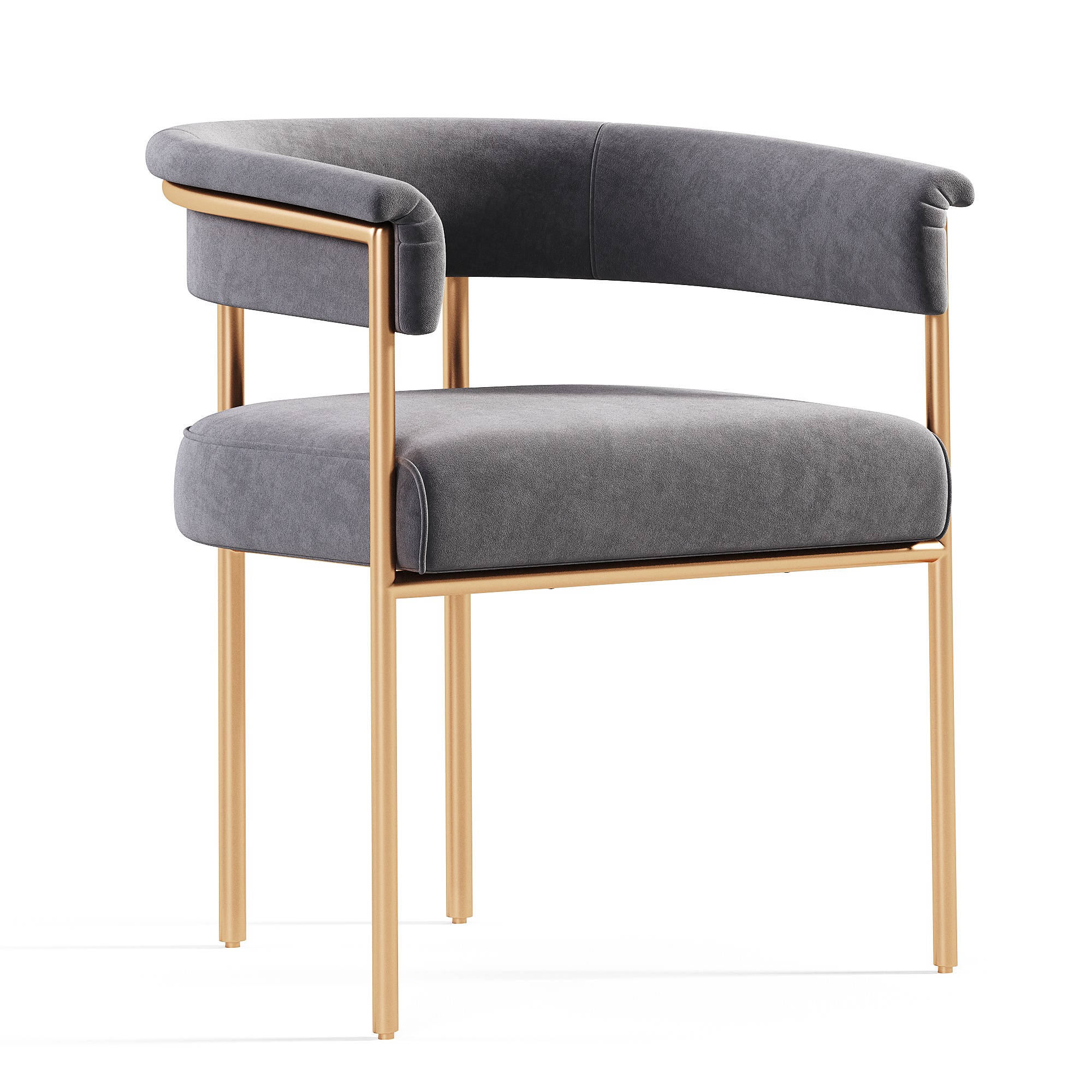 Dining Chair Monogram - Fuchsia Monogram Velvet Low-poly 3D model_2