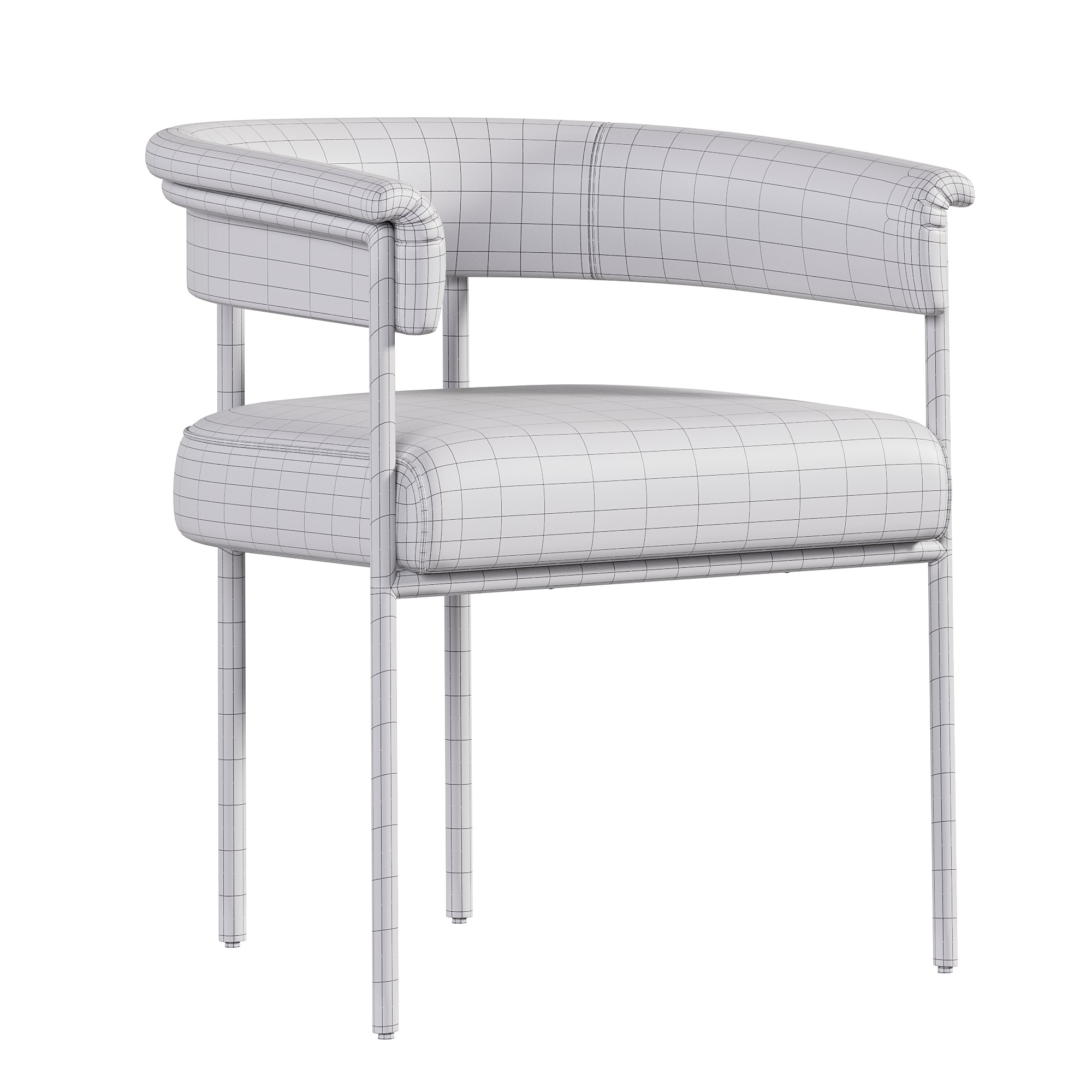 Dining Chair Monogram - Fuchsia Monogram Velvet Low-poly 3D model_5