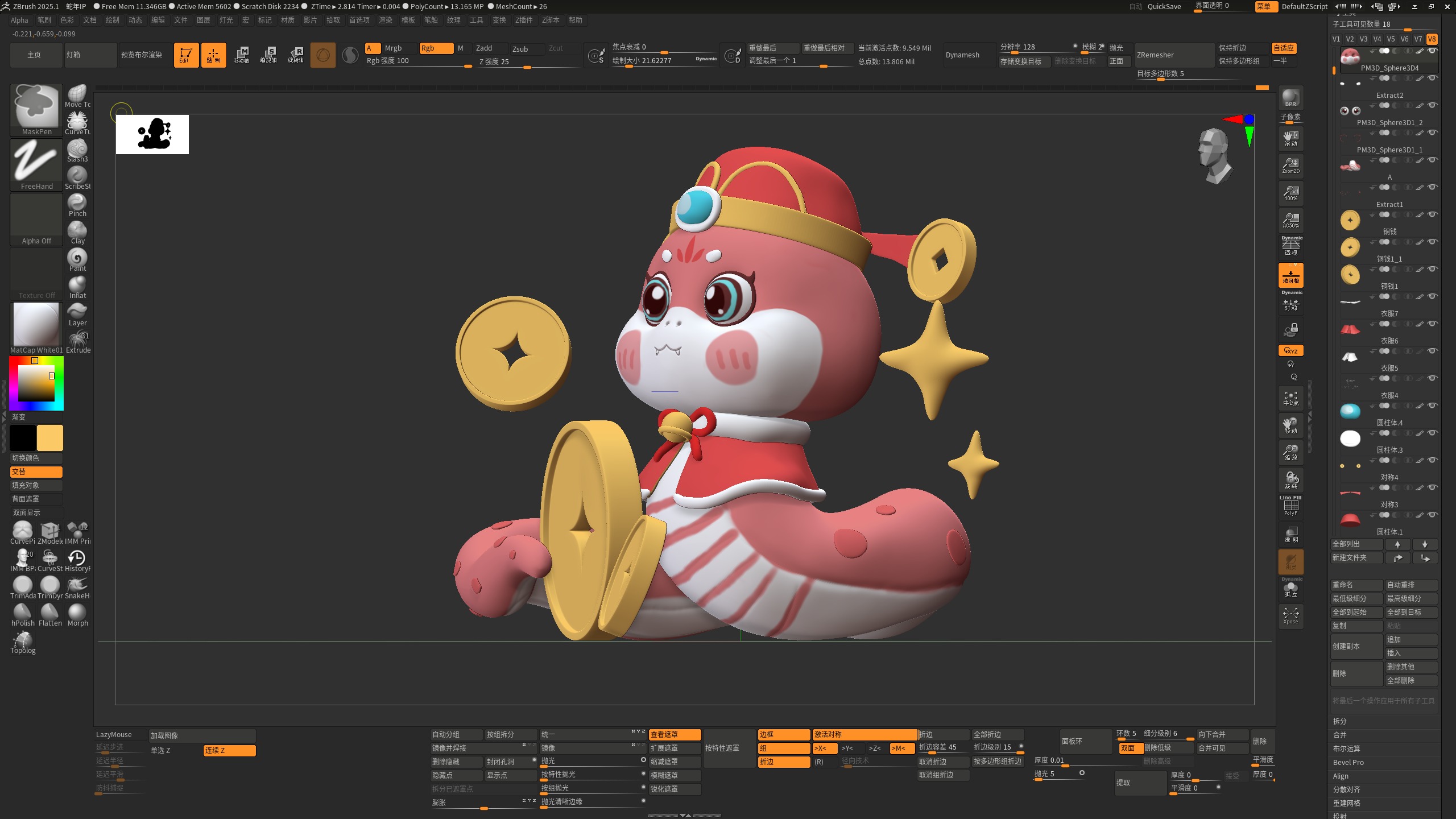 Snake Year IP  Q version cartoon snake Chinese Zodiac Snake 3D model_2