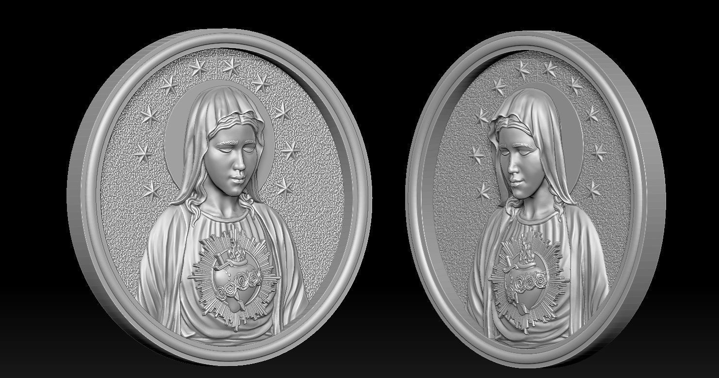 Immaculate of Mary Pendant  3D print model_2