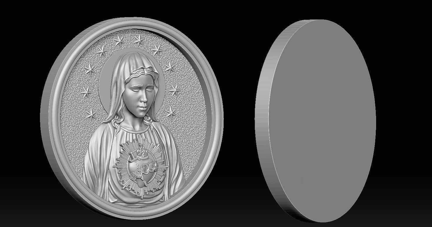 Immaculate of Mary Pendant  3D print model_9