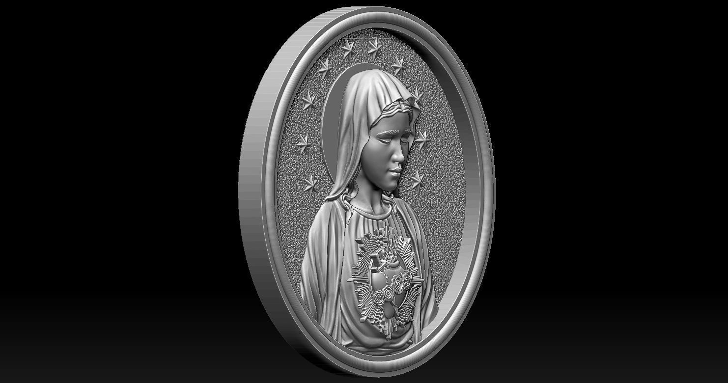 Immaculate of Mary Pendant  3D print model_12