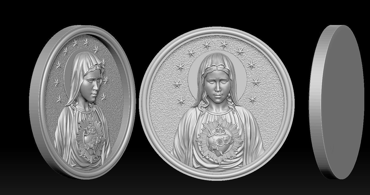 Immaculate of Mary Pendant  3D print model_11
