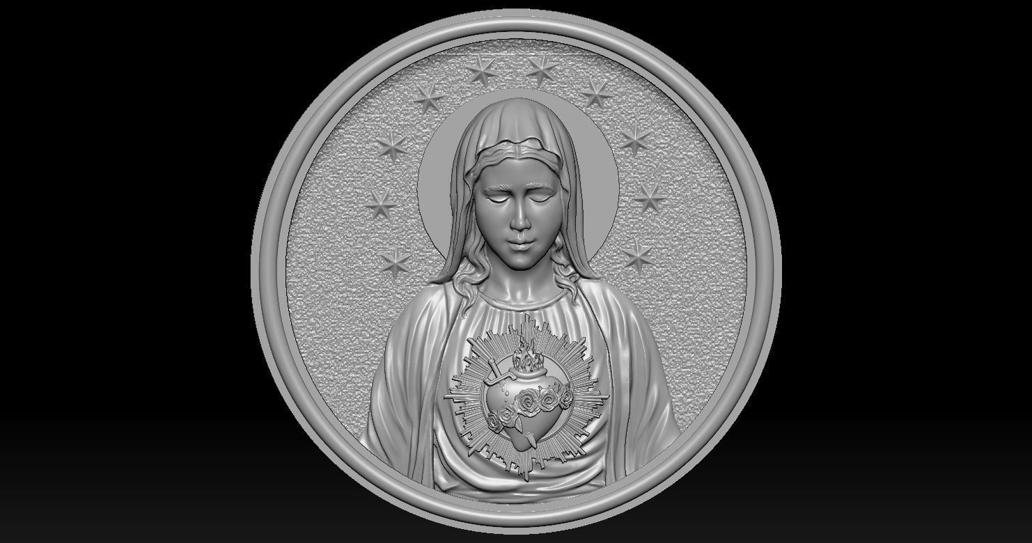 Immaculate of Mary Pendant  3D print model_20