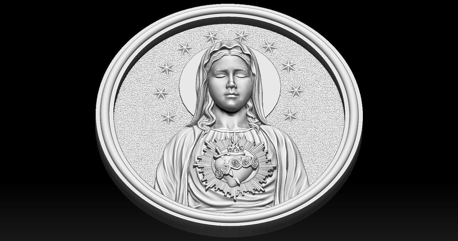 Immaculate of Mary Pendant  3D print model_16