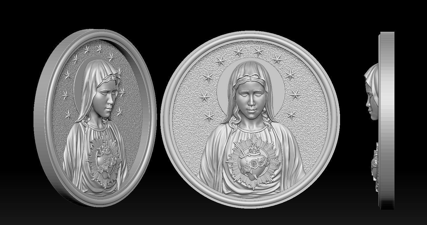 Immaculate of Mary Pendant  3D print model_17