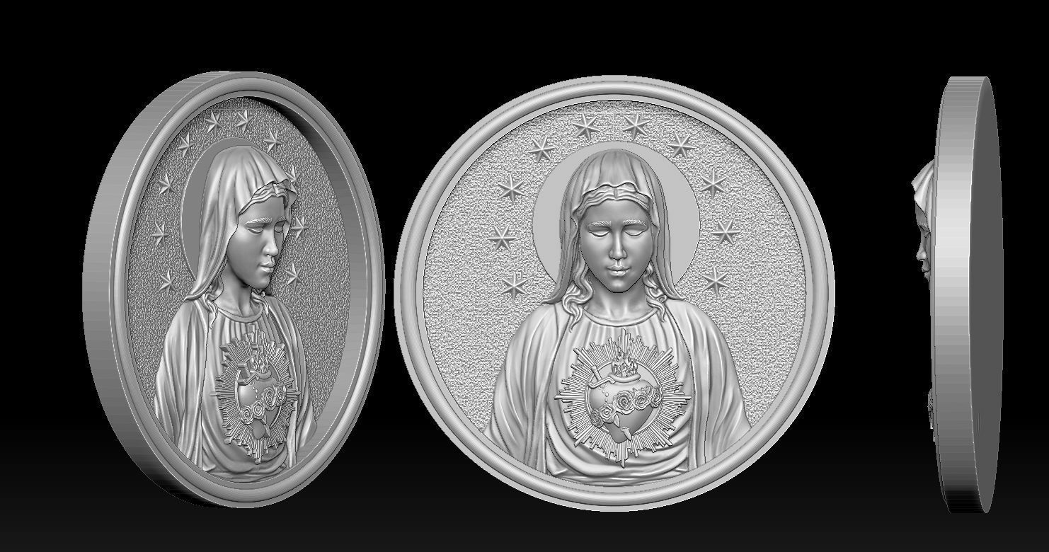Immaculate of Mary Pendant  3D print model_1