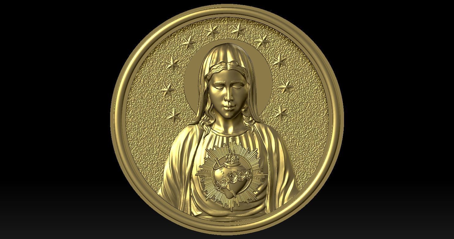 Immaculate of Mary Pendant  3D print model_18