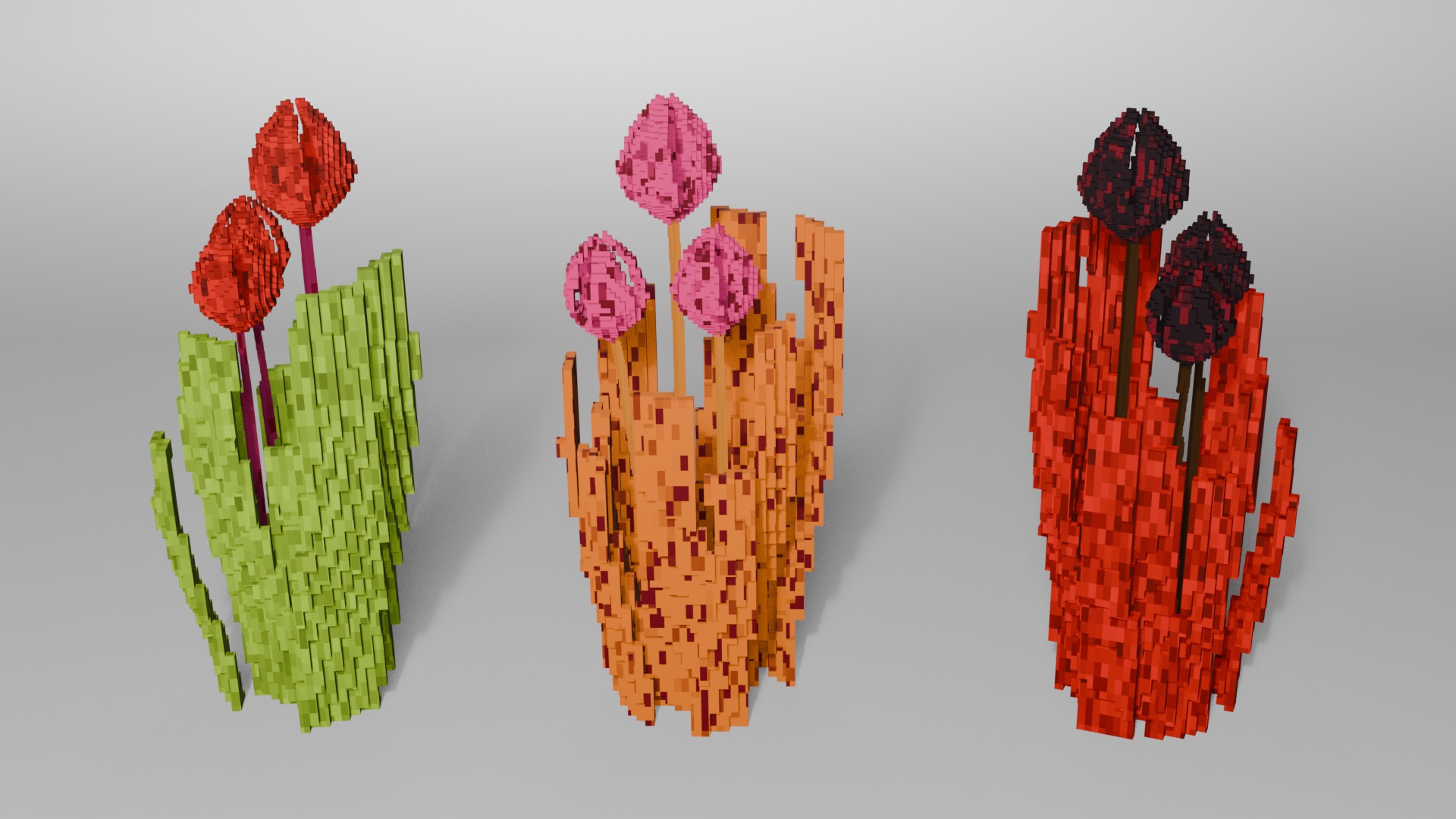 Stylized Flowers - Voxel Flower 3D model_5