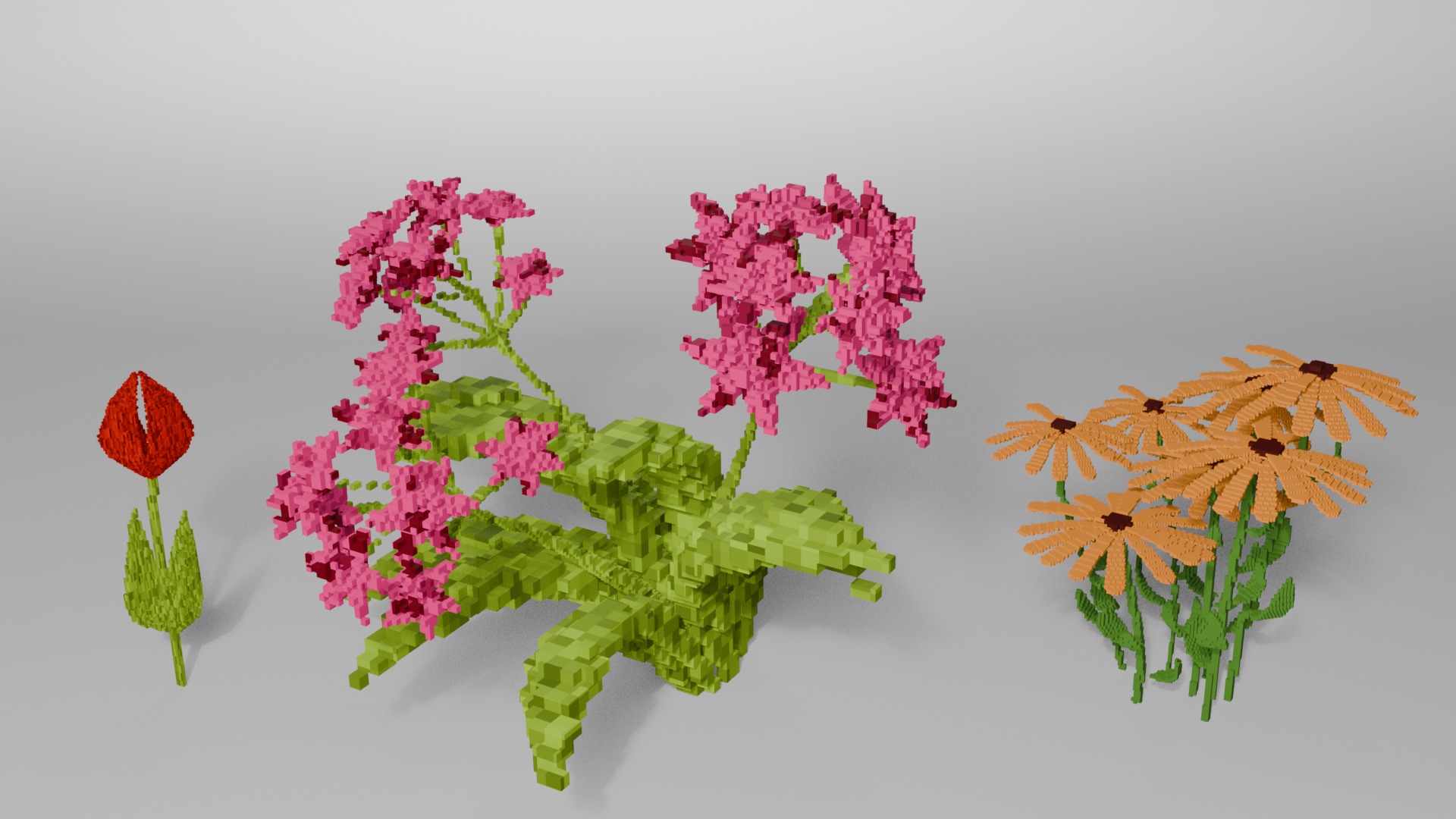Stylized Flowers - Voxel Flower 3D model_8