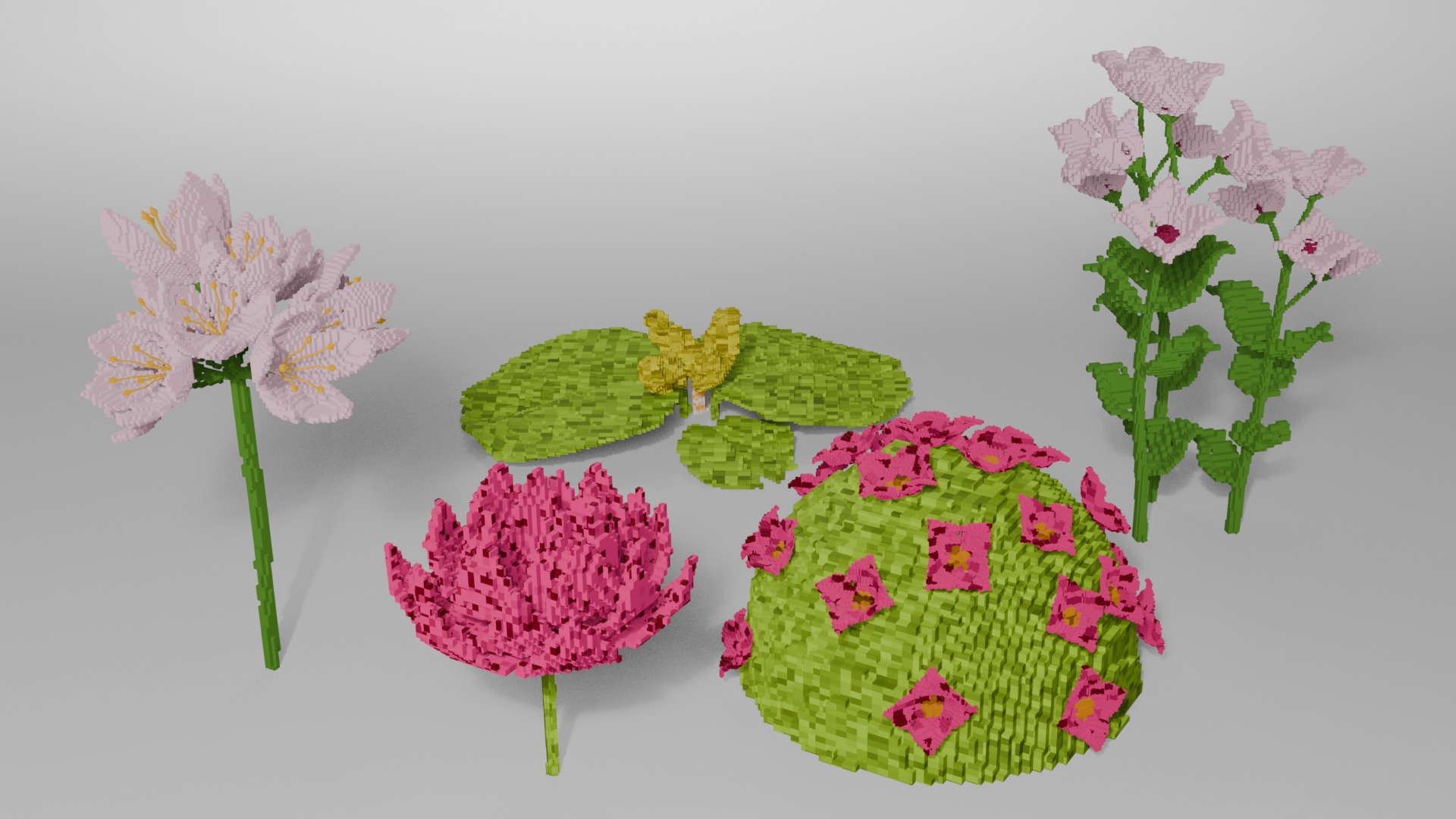 Stylized Flowers - Voxel Flower 3D model_2