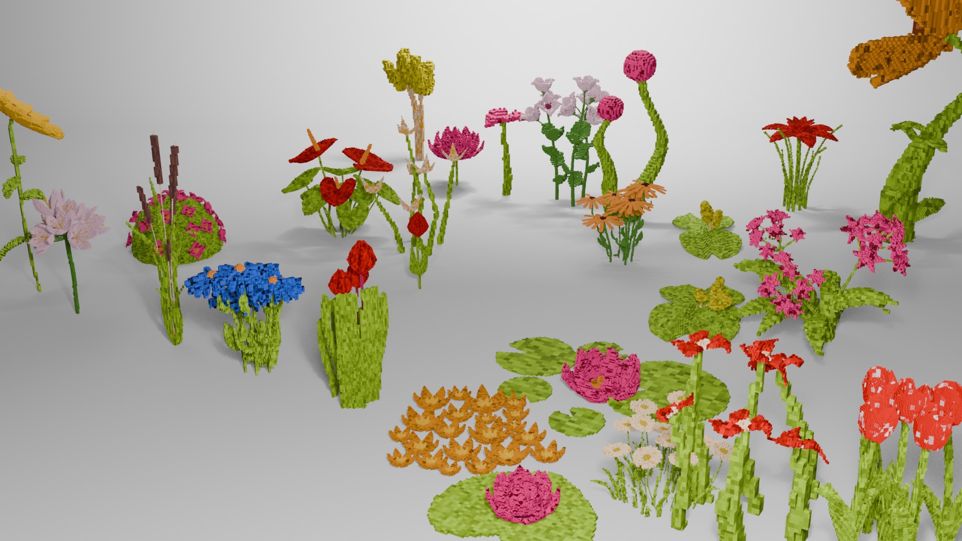Stylized Flowers - Voxel Flower 3D model_3