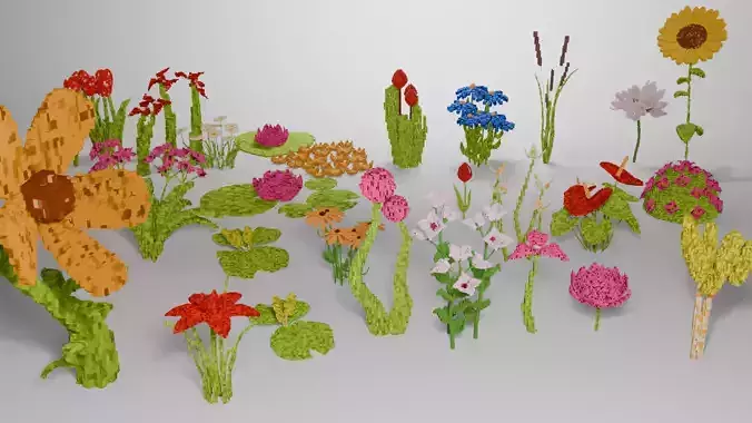 Stylized Flowers - Voxel Flower