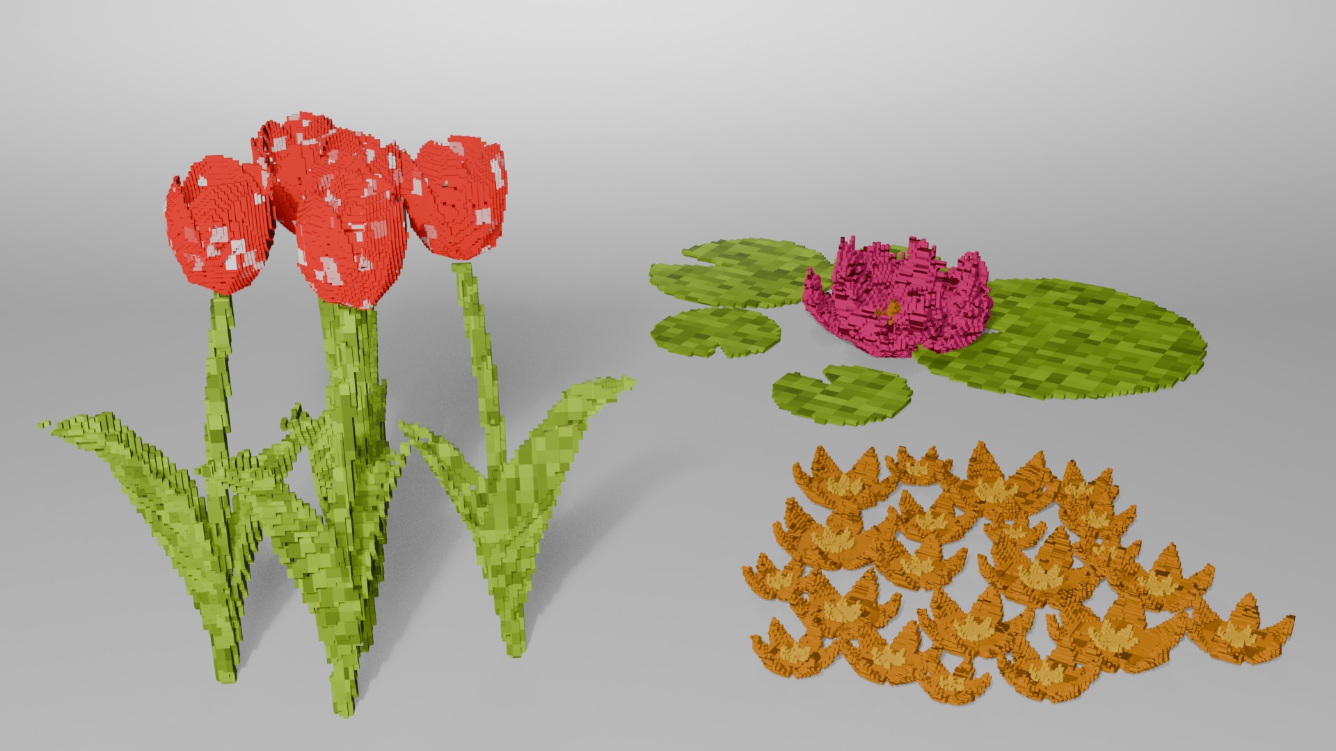 Stylized Flowers - Voxel Flower 3D model_7