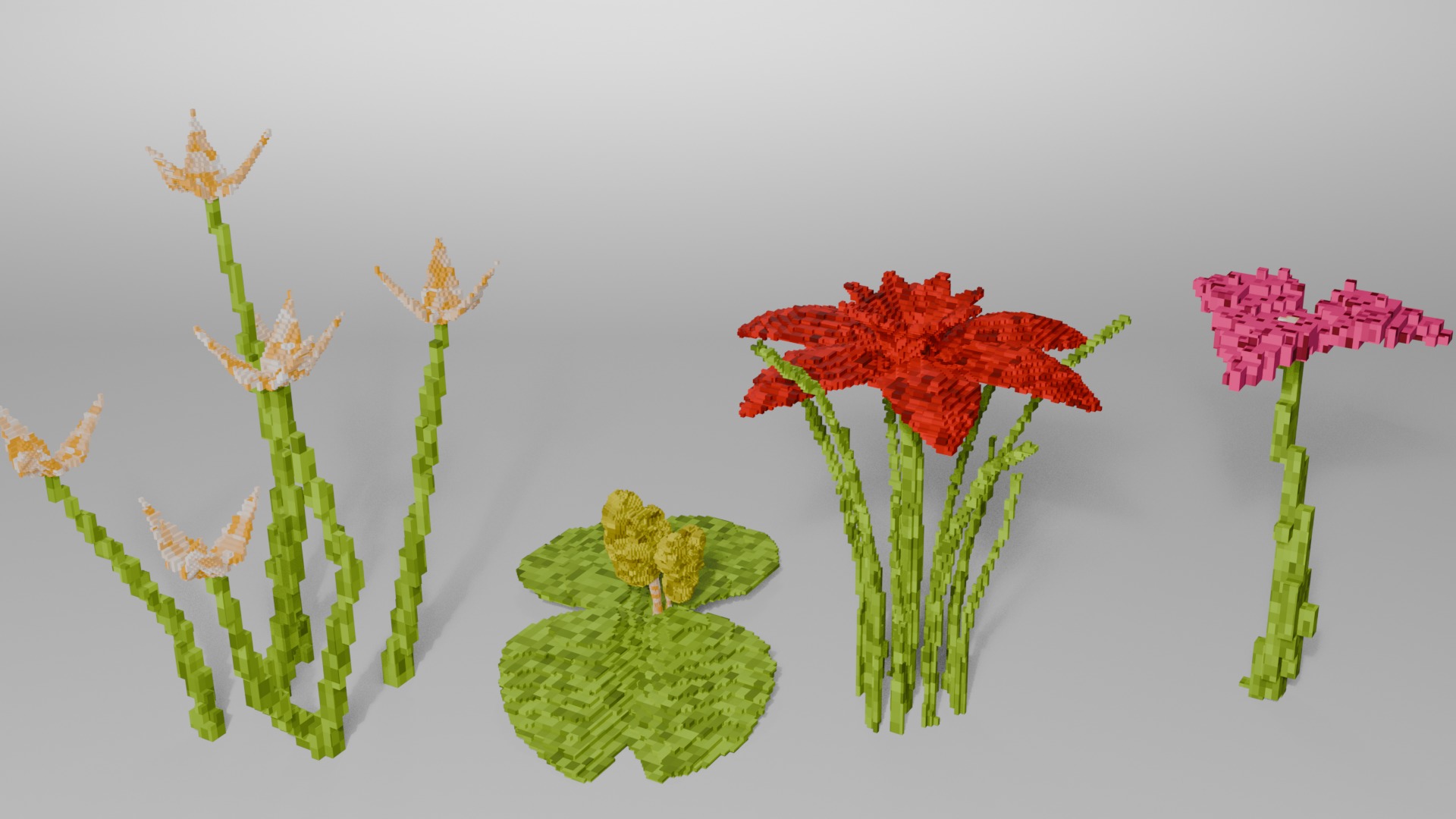 Stylized Flowers - Voxel Flower 3D model_1