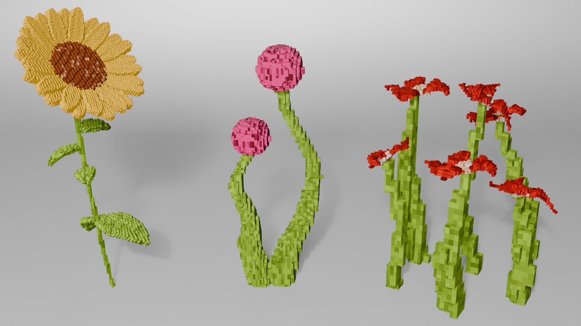 Stylized Flowers - Voxel Flower 3D model_10