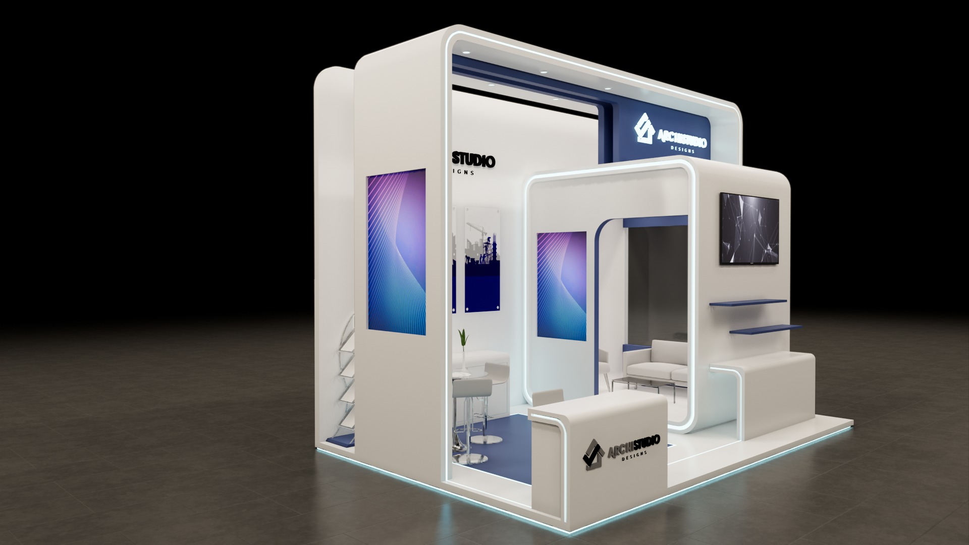 Booth Exhibition Stand Stall 8x4m Height 500 cm  3D model 3D model_1