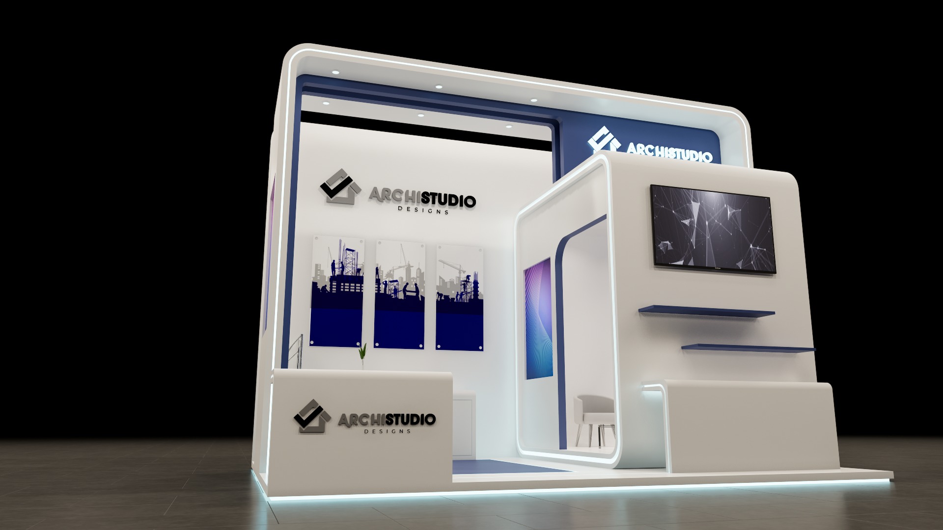 Booth Exhibition Stand Stall 8x4m Height 500 cm  3D model 3D model_11