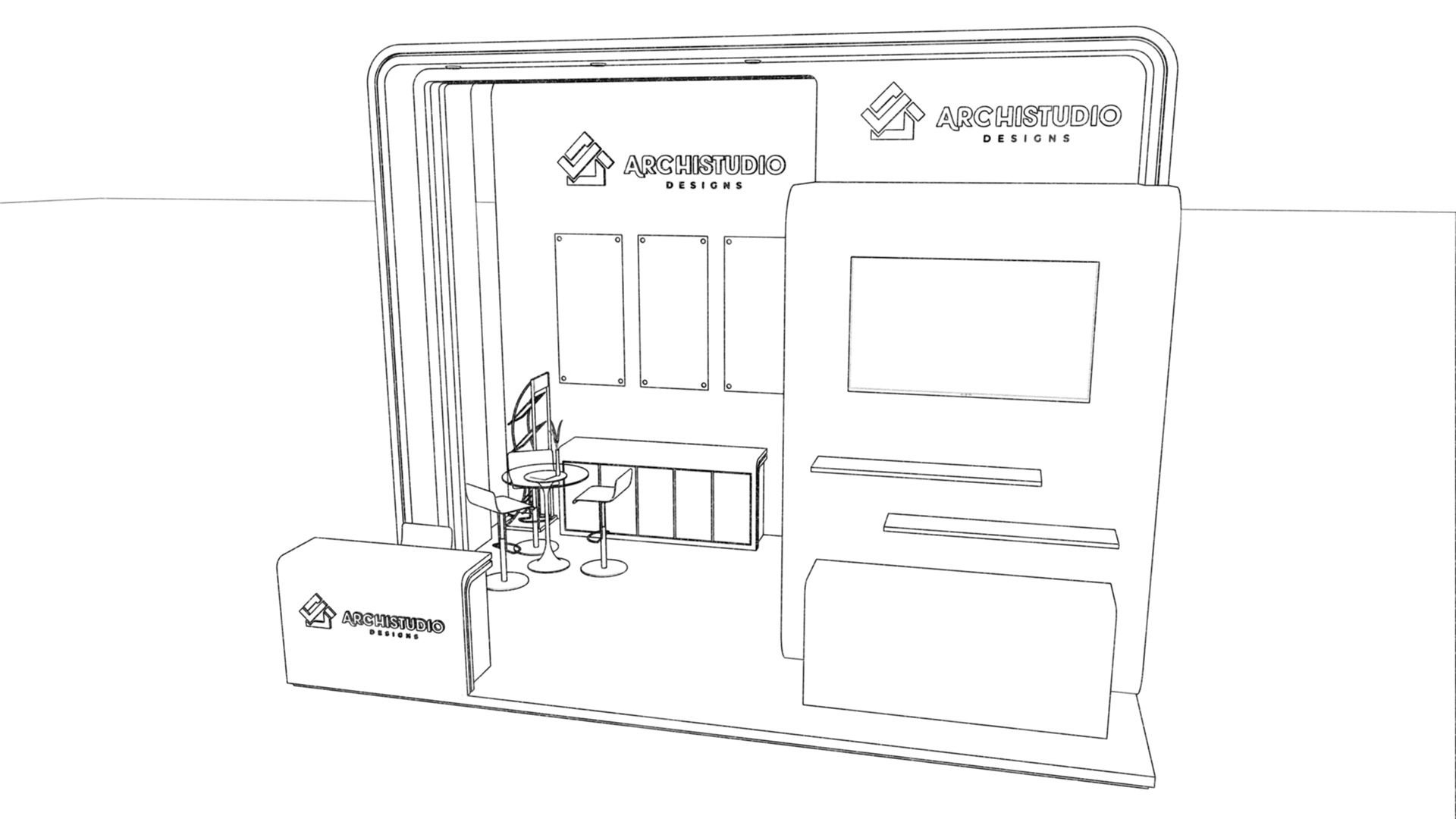 Booth Exhibition Stand Stall 8x4m Height 500 cm  3D model 3D model_19