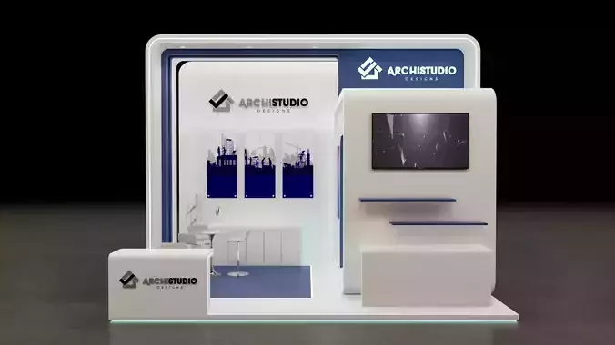 Booth Exhibition Stand Stall 8x4m Height 500 cm  3D model 3D model