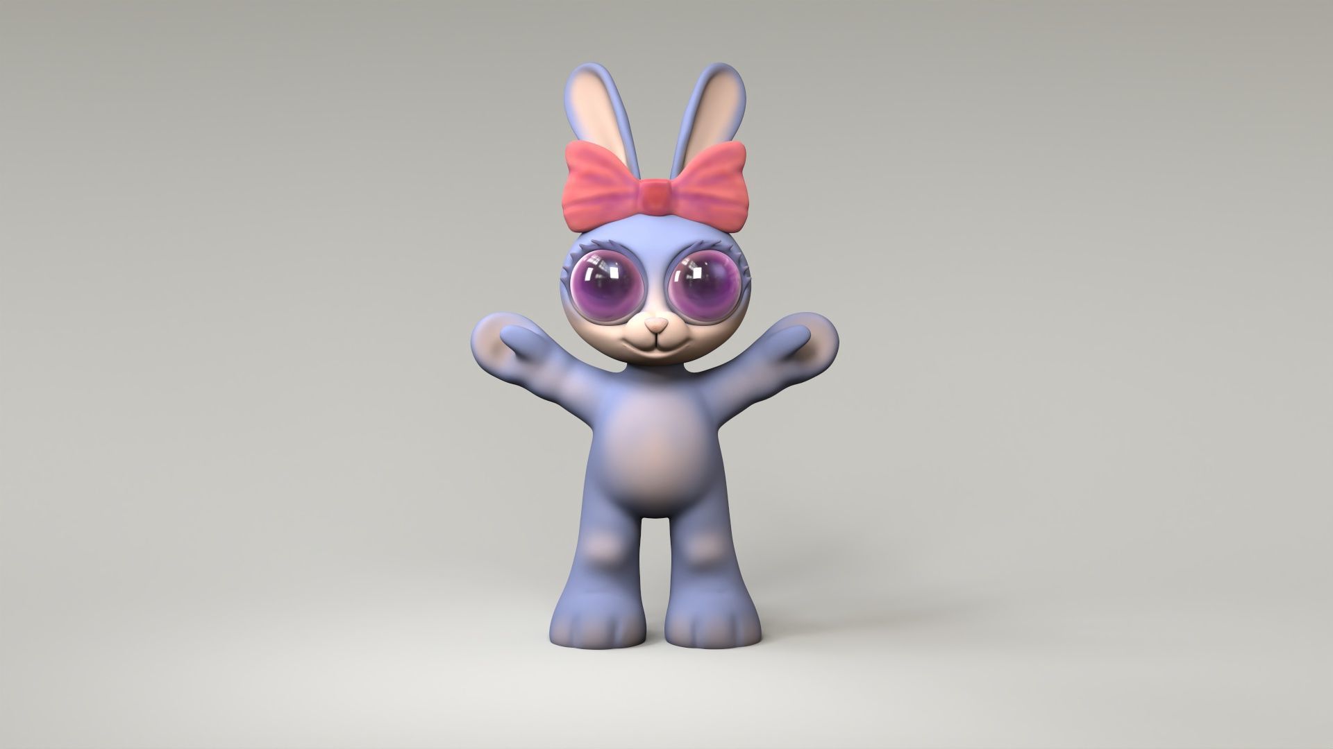 Rabbit cartoon 3d model Low-poly 3D model_3