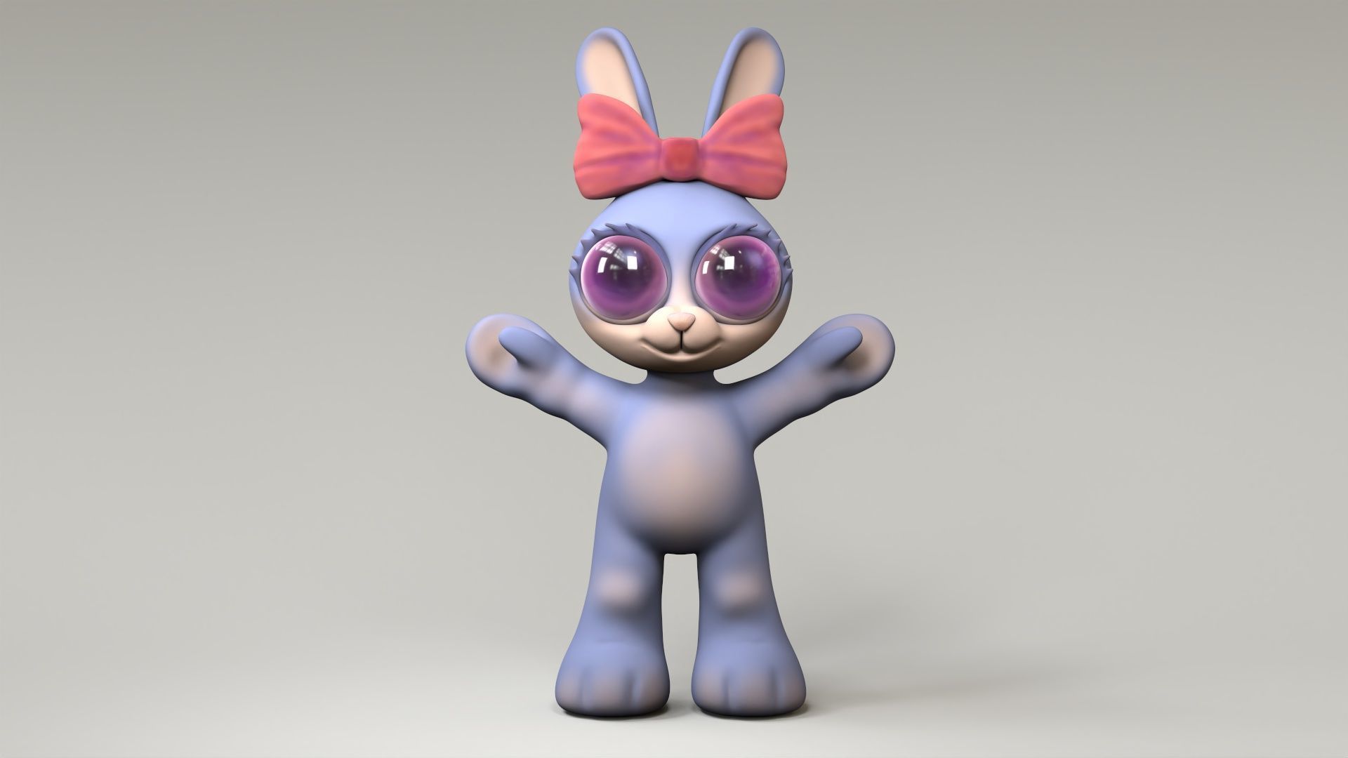 Rabbit cartoon 3d model Low-poly 3D model_5