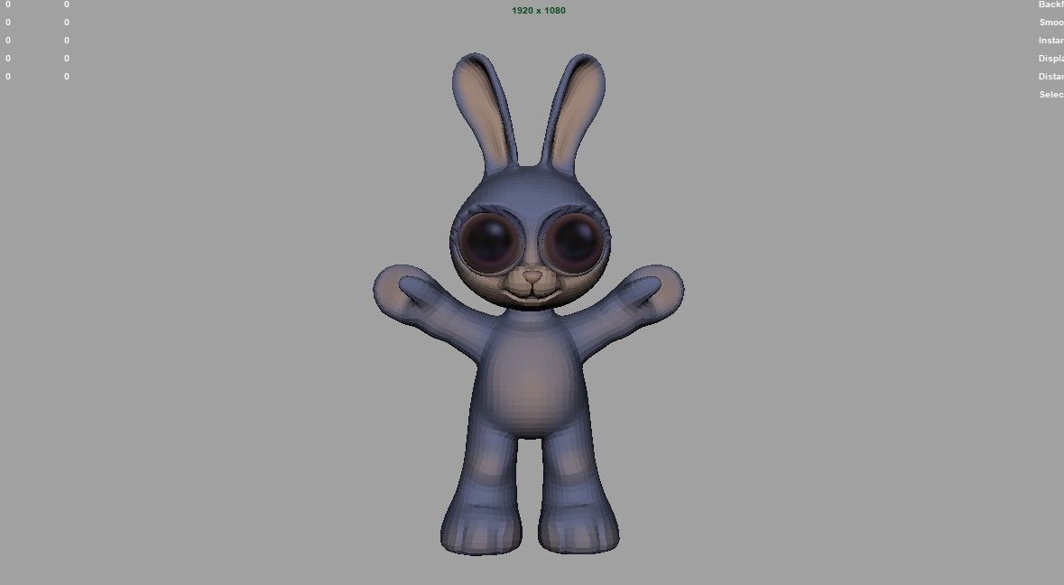 Rabbit cartoon 3d model Low-poly 3D model_10