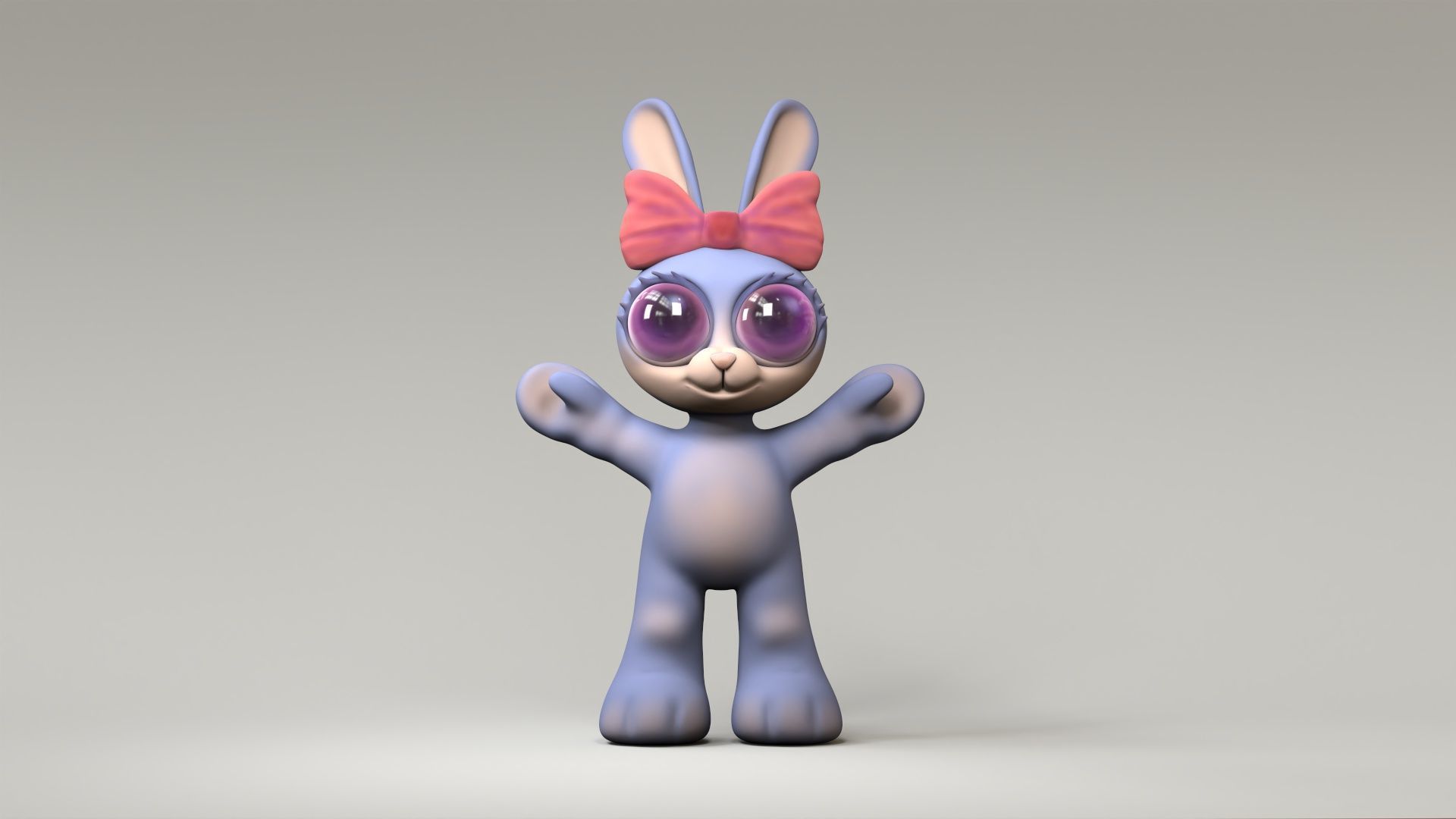 Rabbit cartoon 3d model Low-poly 3D model_4