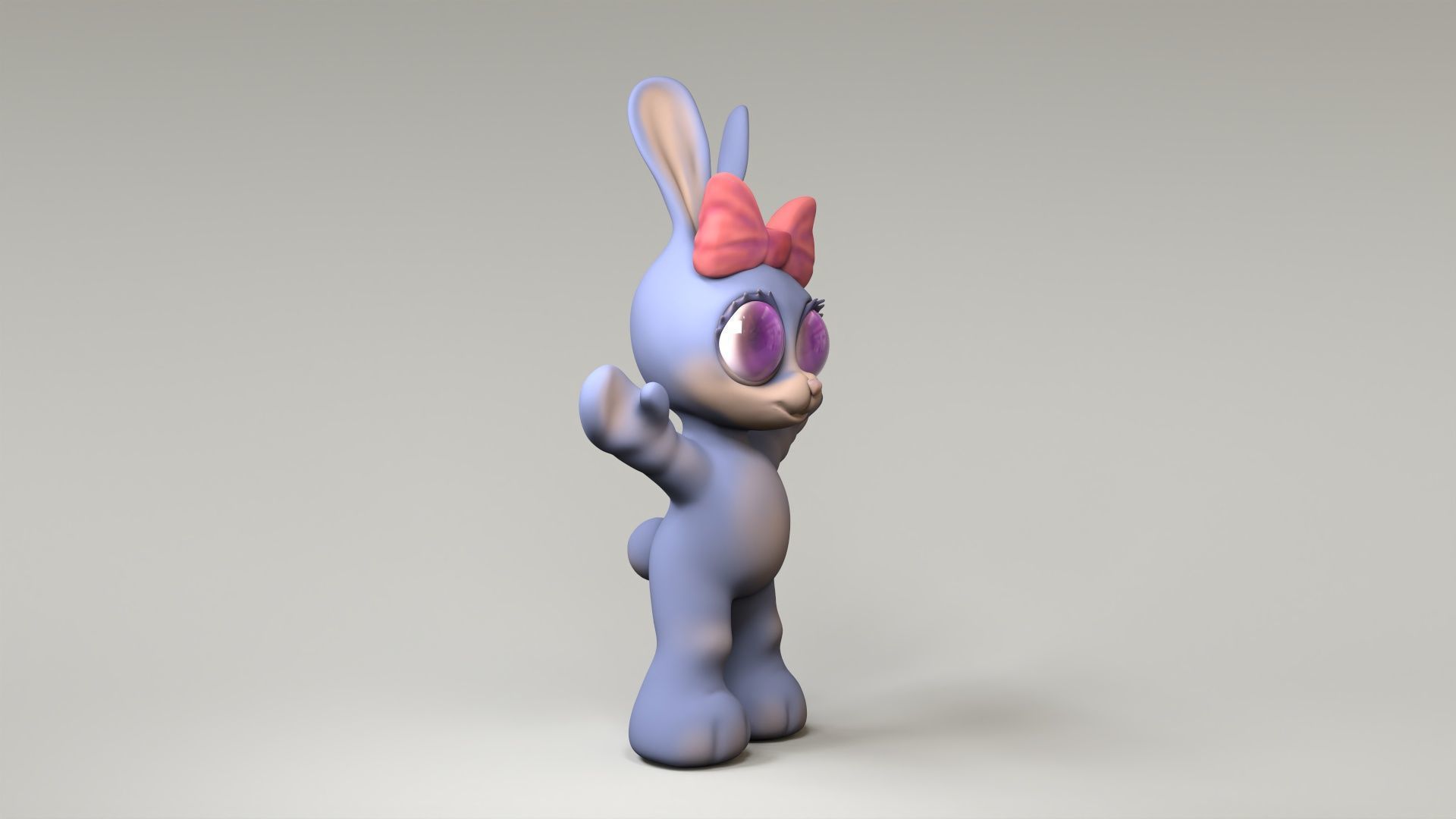 Rabbit cartoon 3d model Low-poly 3D model_7