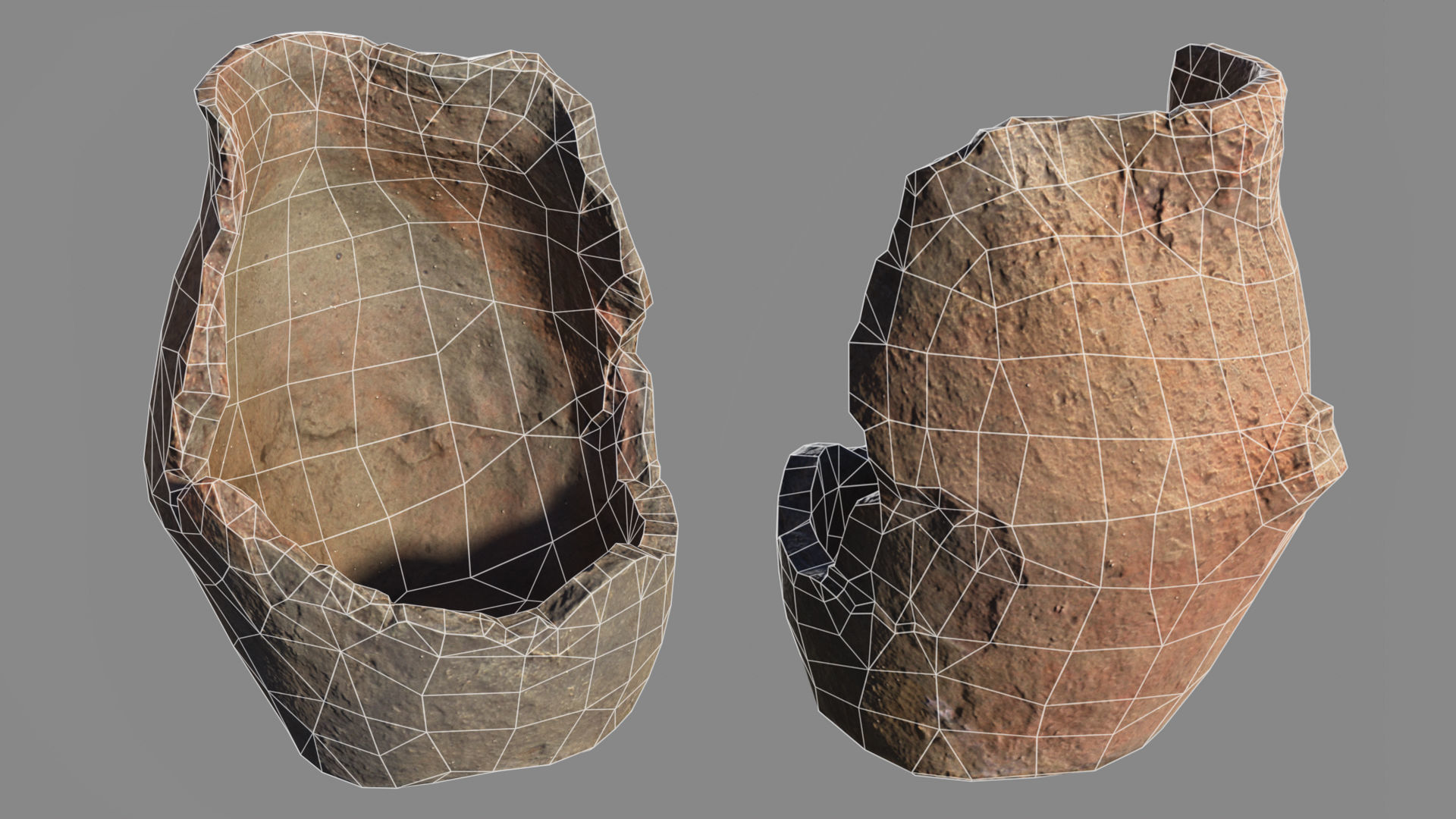 Ancient broken clay jug Low-poly 3D model_6