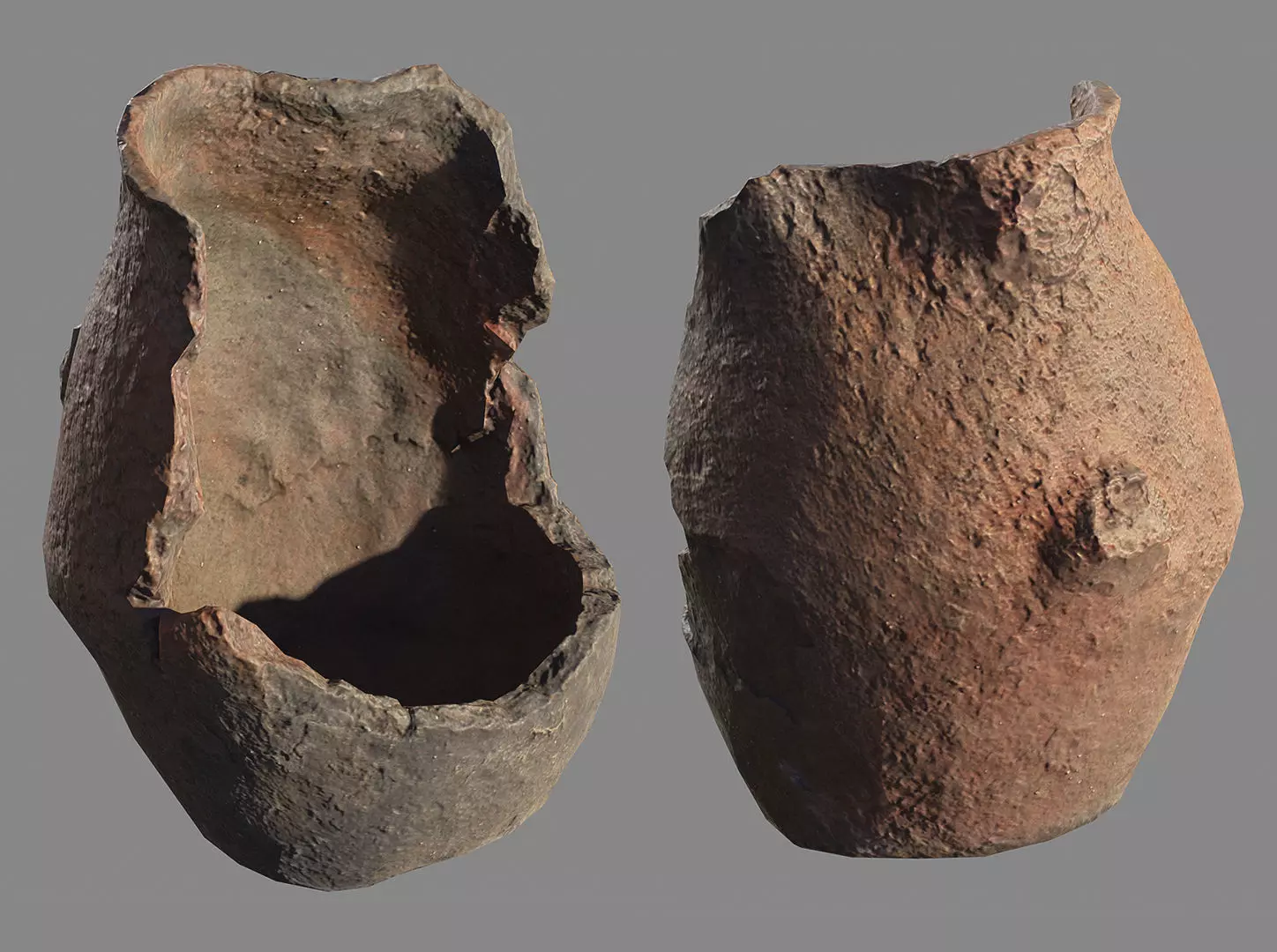 Ancient broken clay jug Low-poly 3D model_0