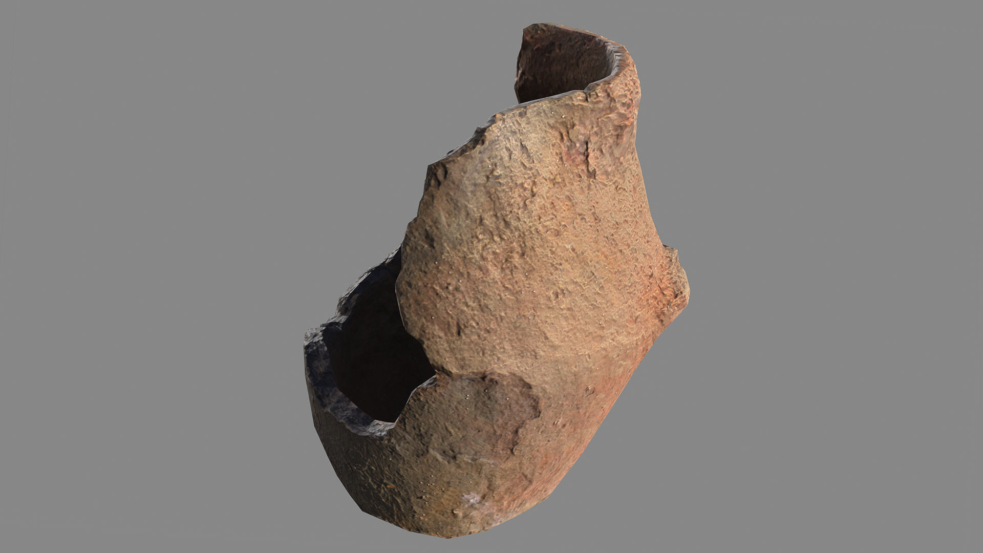 Ancient broken clay jug Low-poly 3D model_4