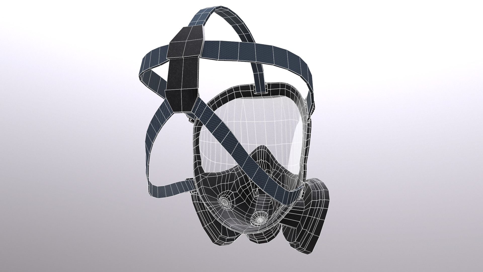 Gas Full Face Mask Respirator Low Poly Low-poly 3D model_27