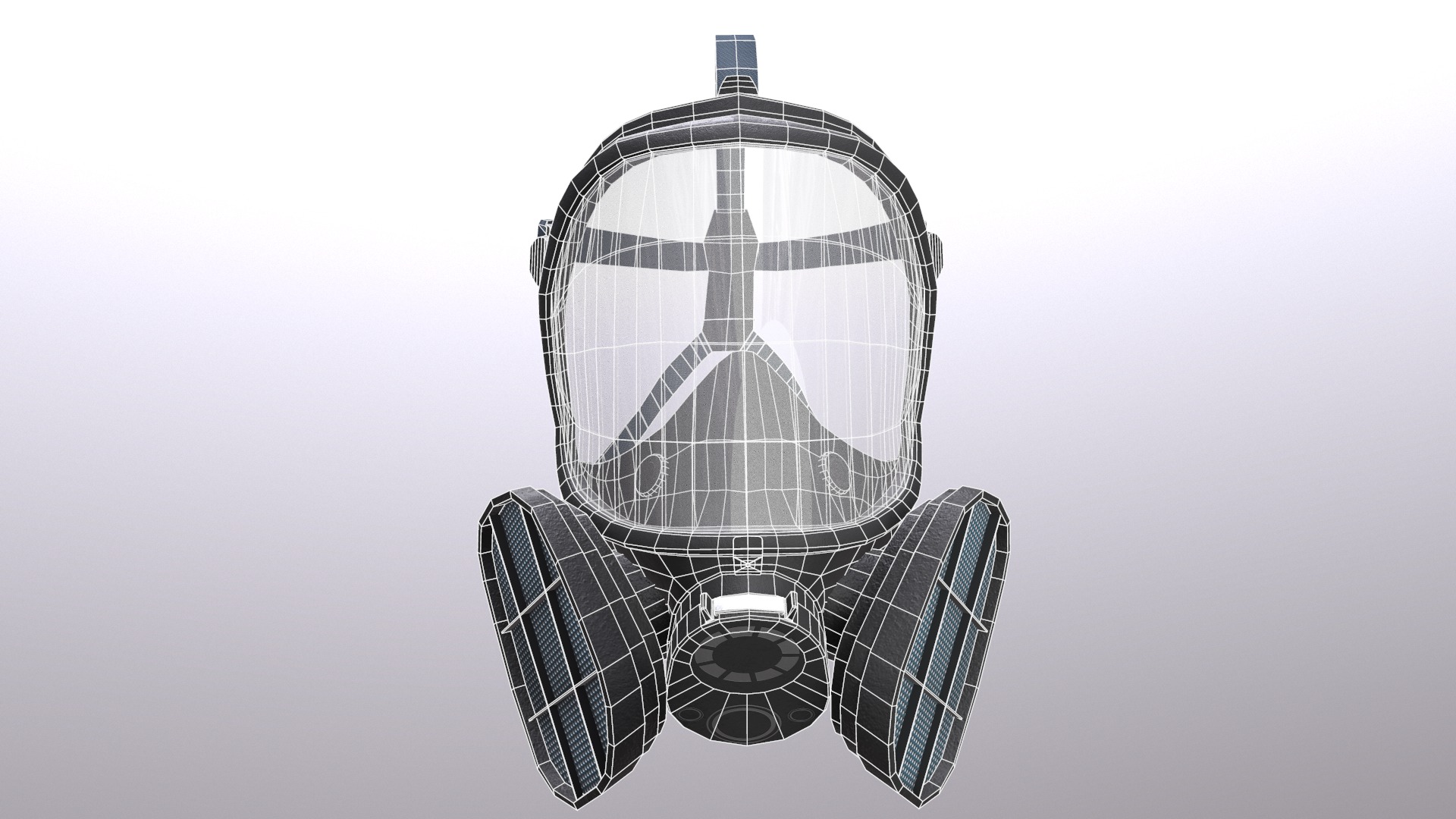 Gas Full Face Mask Respirator Low Poly Low-poly 3D model_29