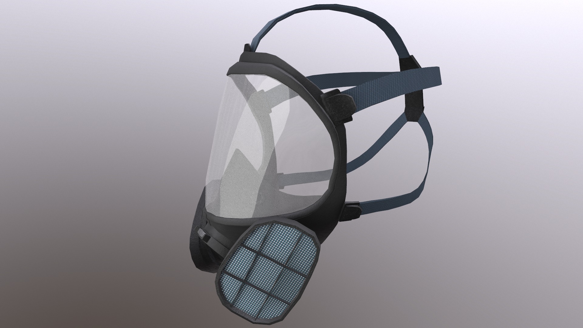 Gas Full Face Mask Respirator Low Poly Low-poly 3D model_16