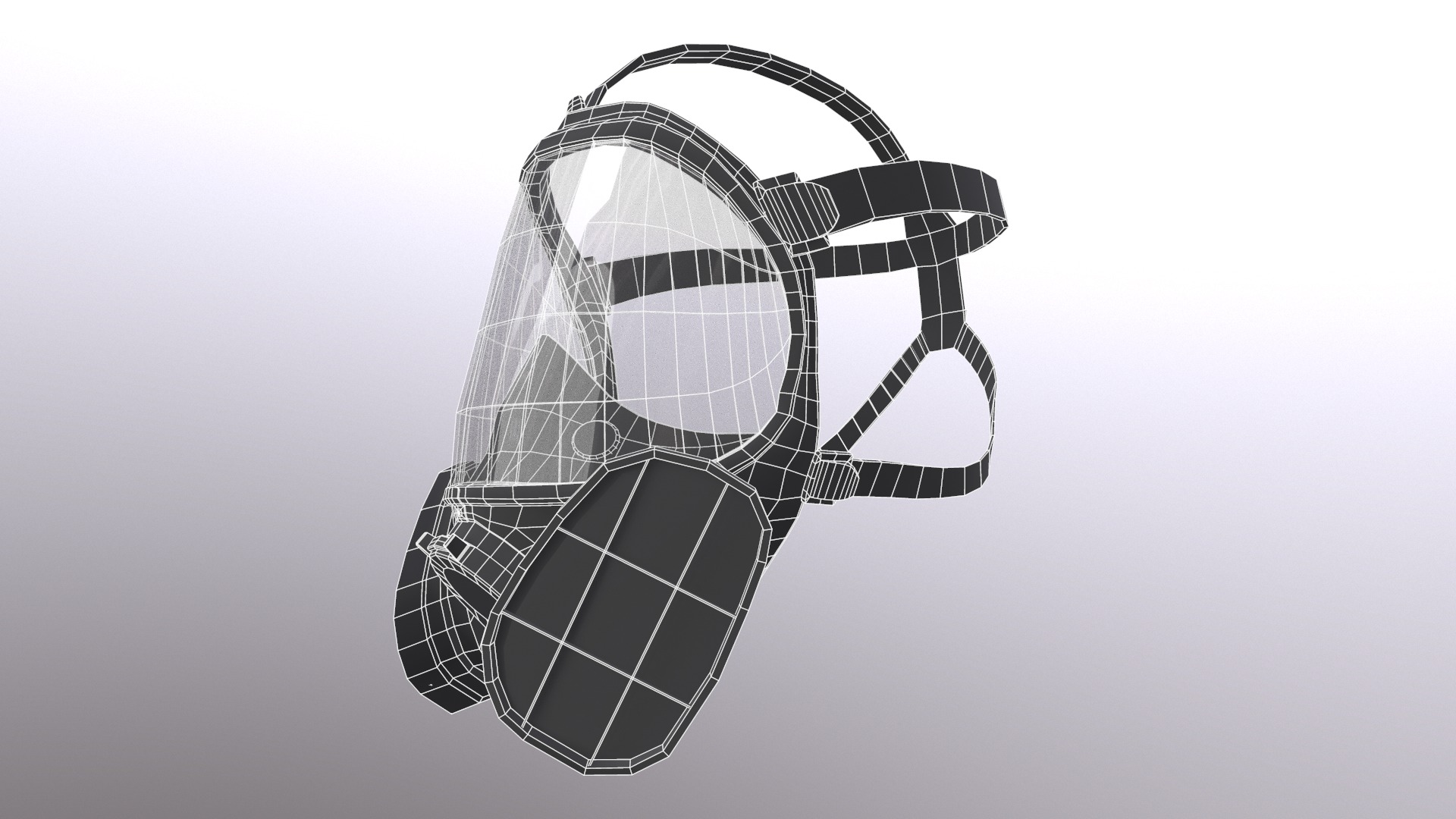 Gas Full Face Mask Respirator Low Poly Low-poly 3D model_32