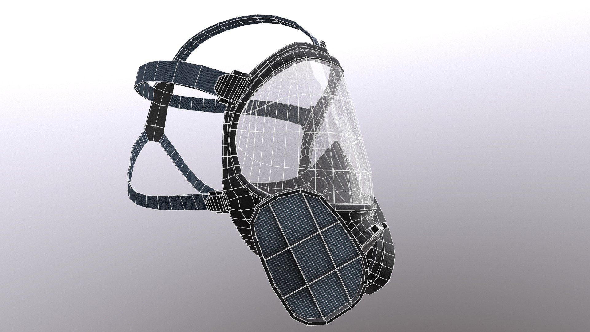 Gas Full Face Mask Respirator Low Poly Low-poly 3D model_25