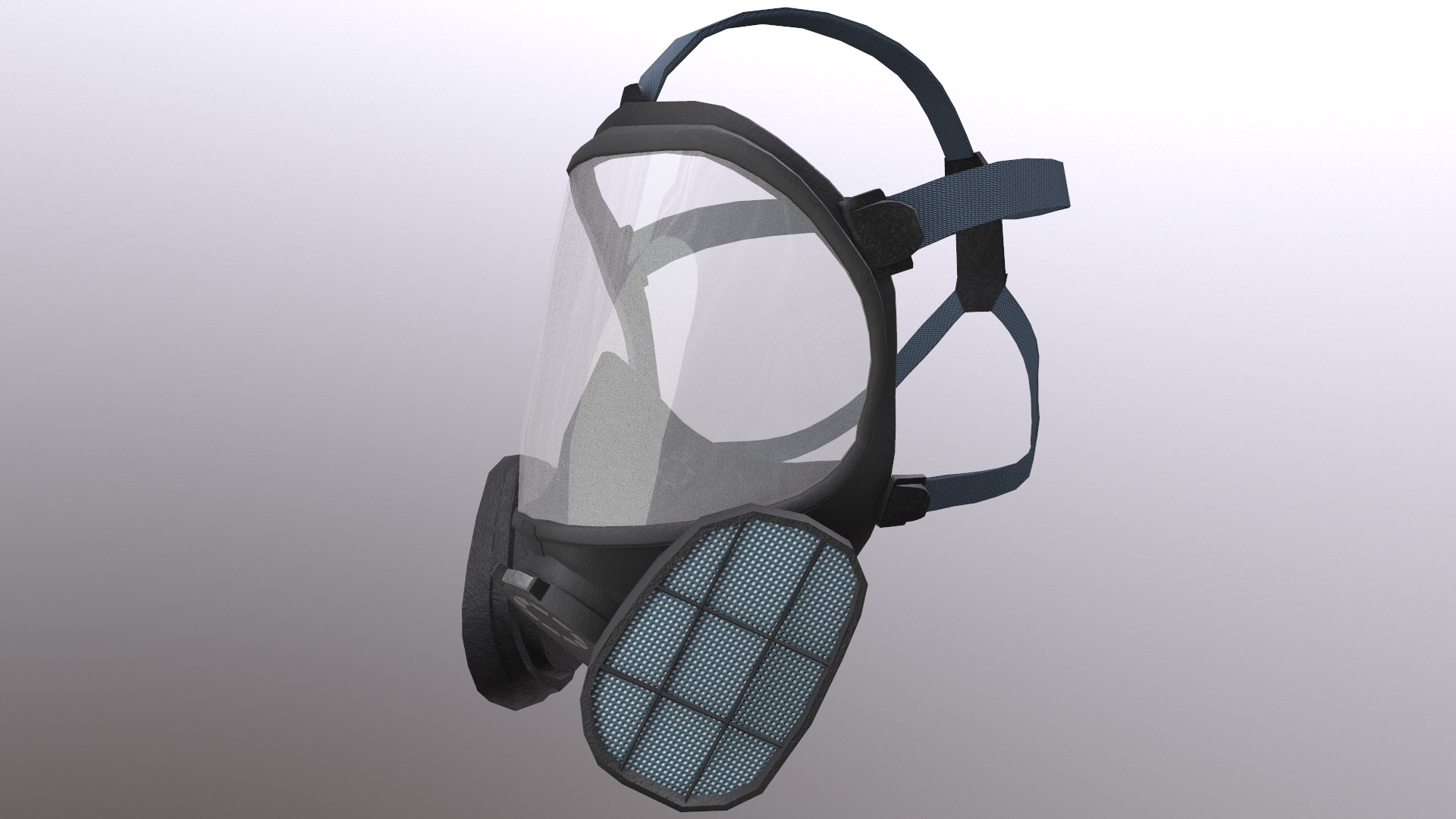 Gas Full Face Mask Respirator Low Poly Low-poly 3D model_10
