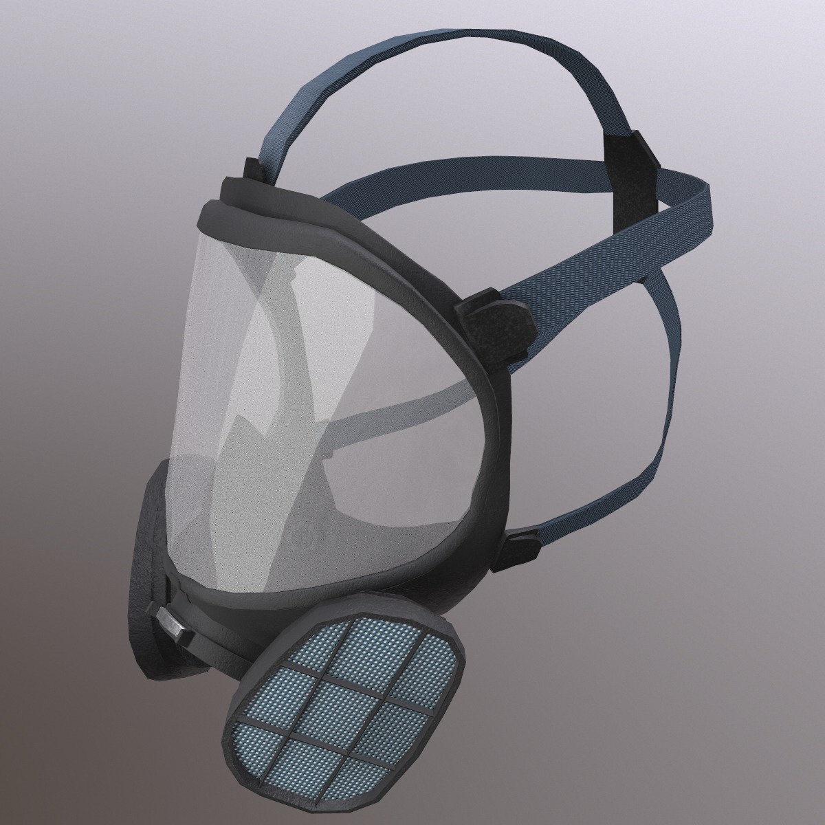 Gas Full Face Mask Respirator Low Poly Low-poly 3D model_3