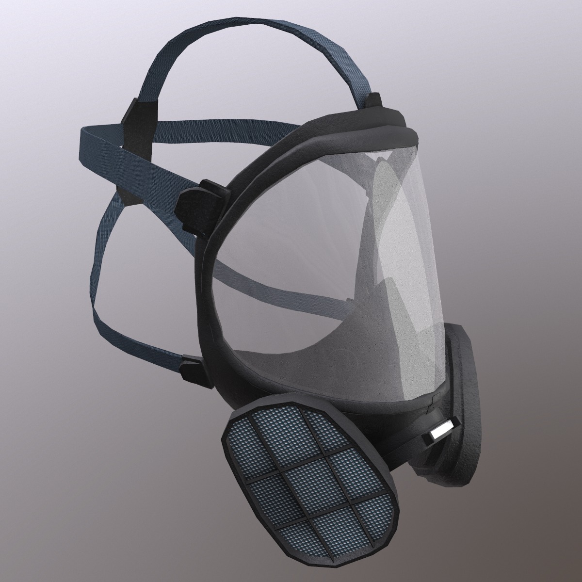Gas Full Face Mask Respirator Low Poly Low-poly 3D model_2
