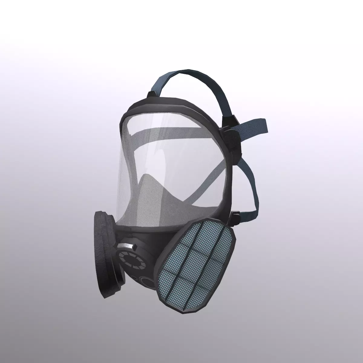Gas Full Face Mask Respirator Low Poly Low-poly 3D model_0