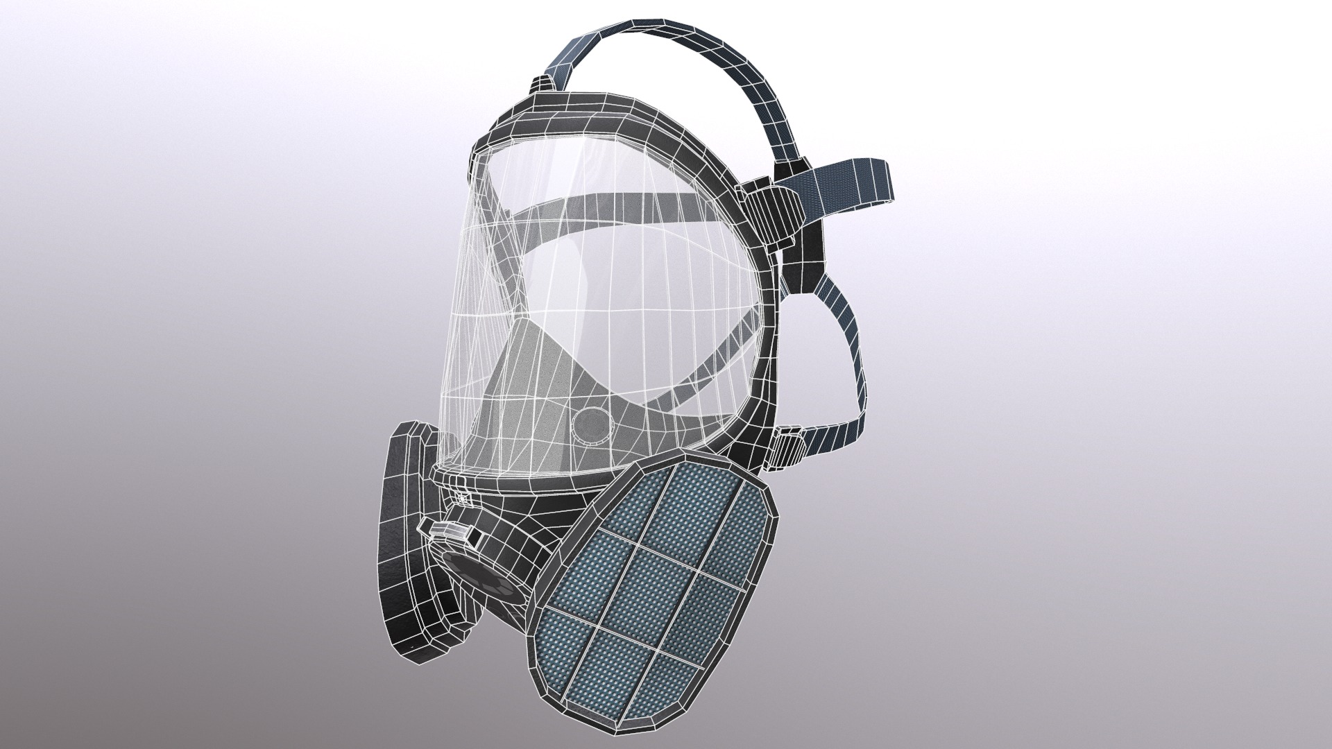 Gas Full Face Mask Respirator Low Poly Low-poly 3D model_26
