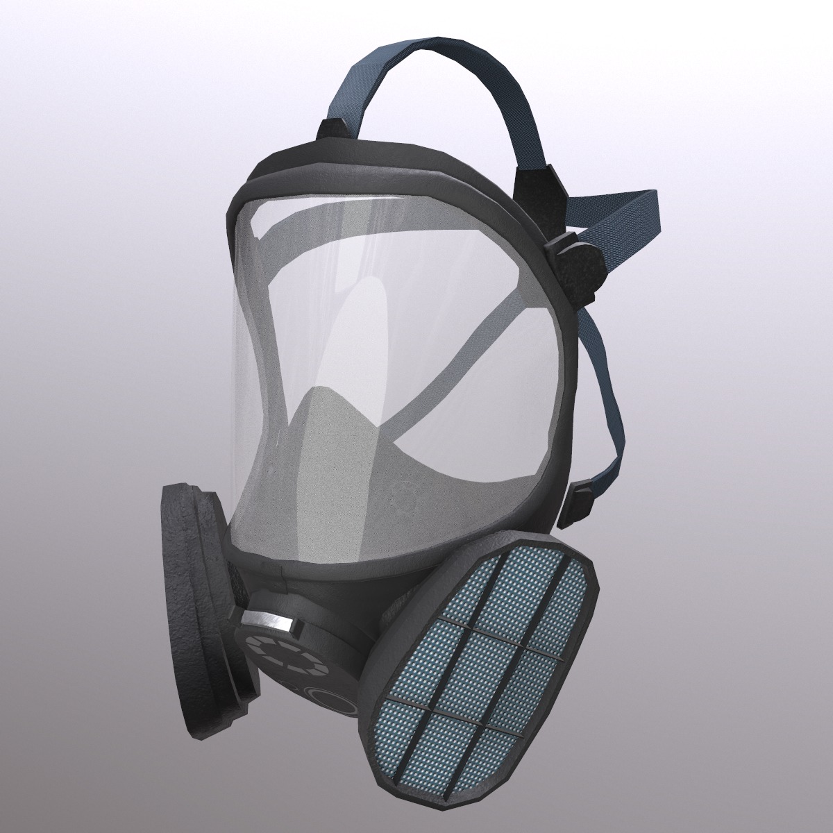 Gas Full Face Mask Respirator Low Poly Low-poly 3D model_1