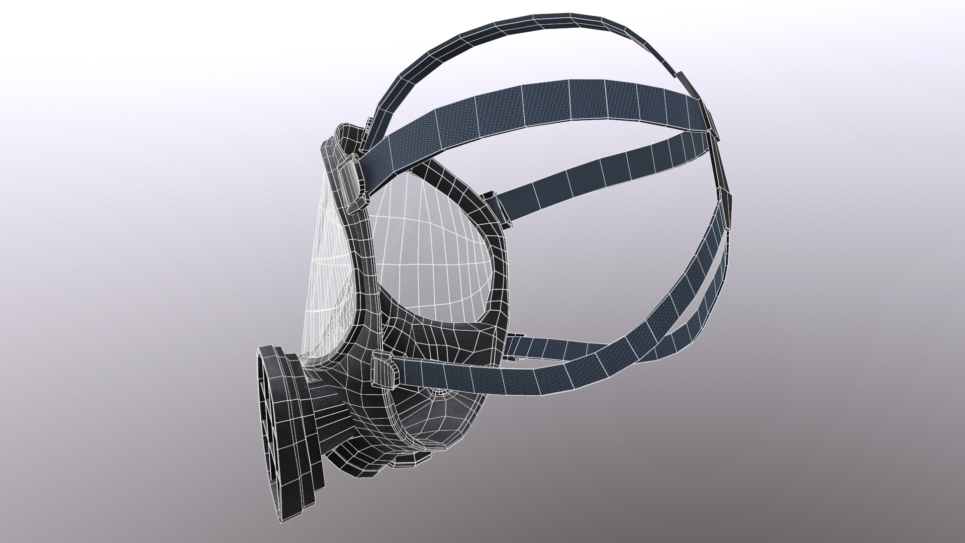 Gas Full Face Mask Respirator Low Poly Low-poly 3D model_28
