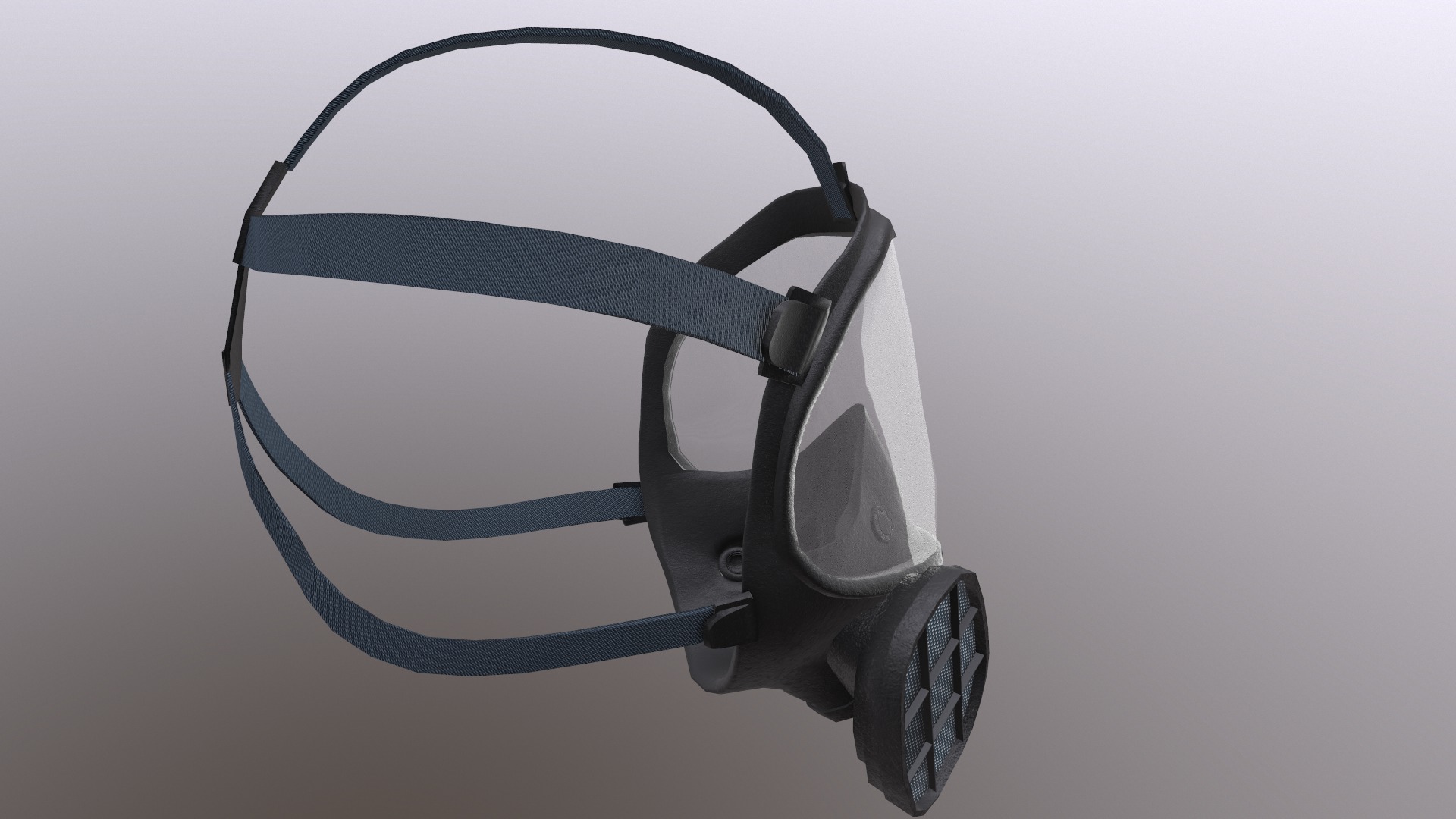 Gas Full Face Mask Respirator Low Poly Low-poly 3D model_9