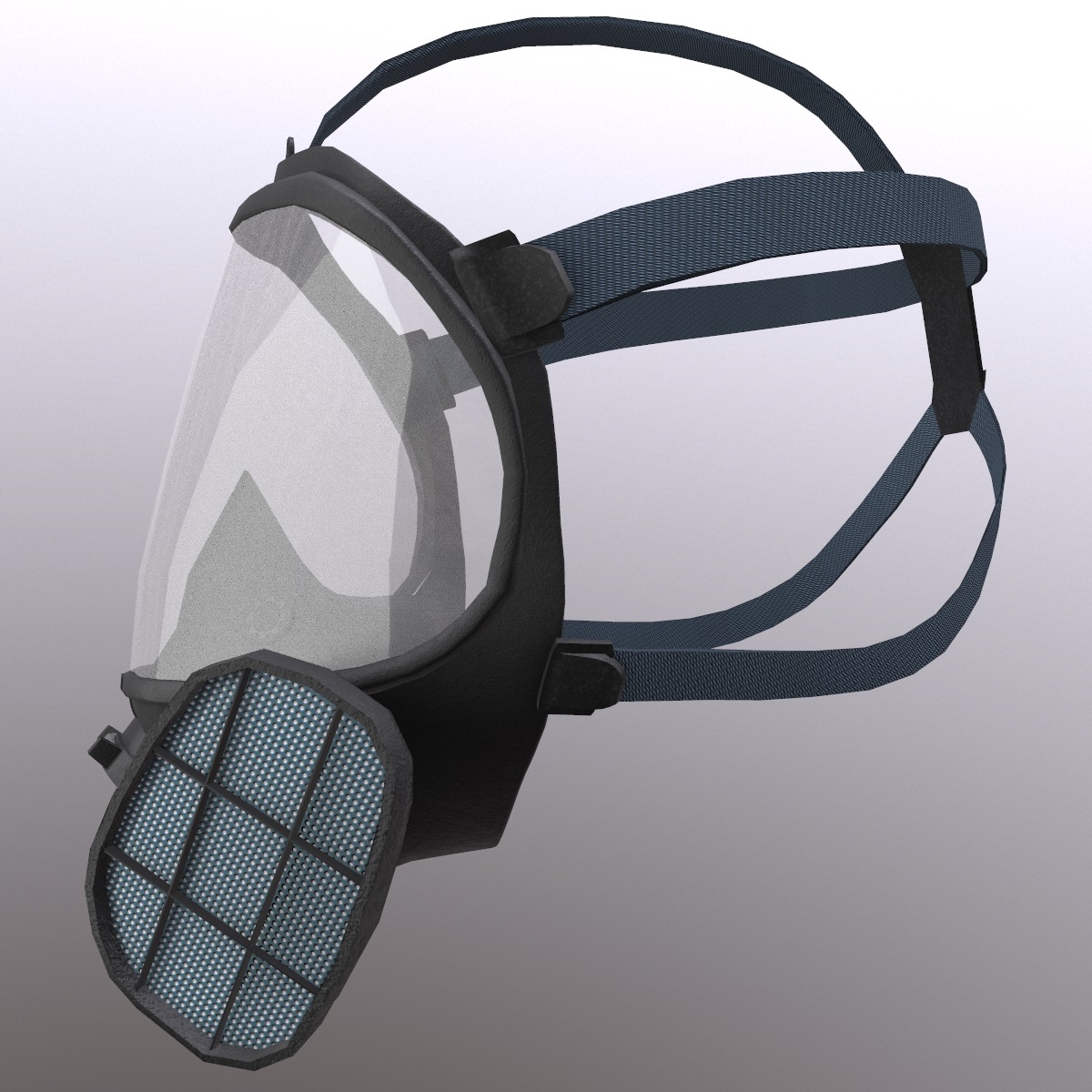 Gas Full Face Mask Respirator Low Poly Low-poly 3D model_4